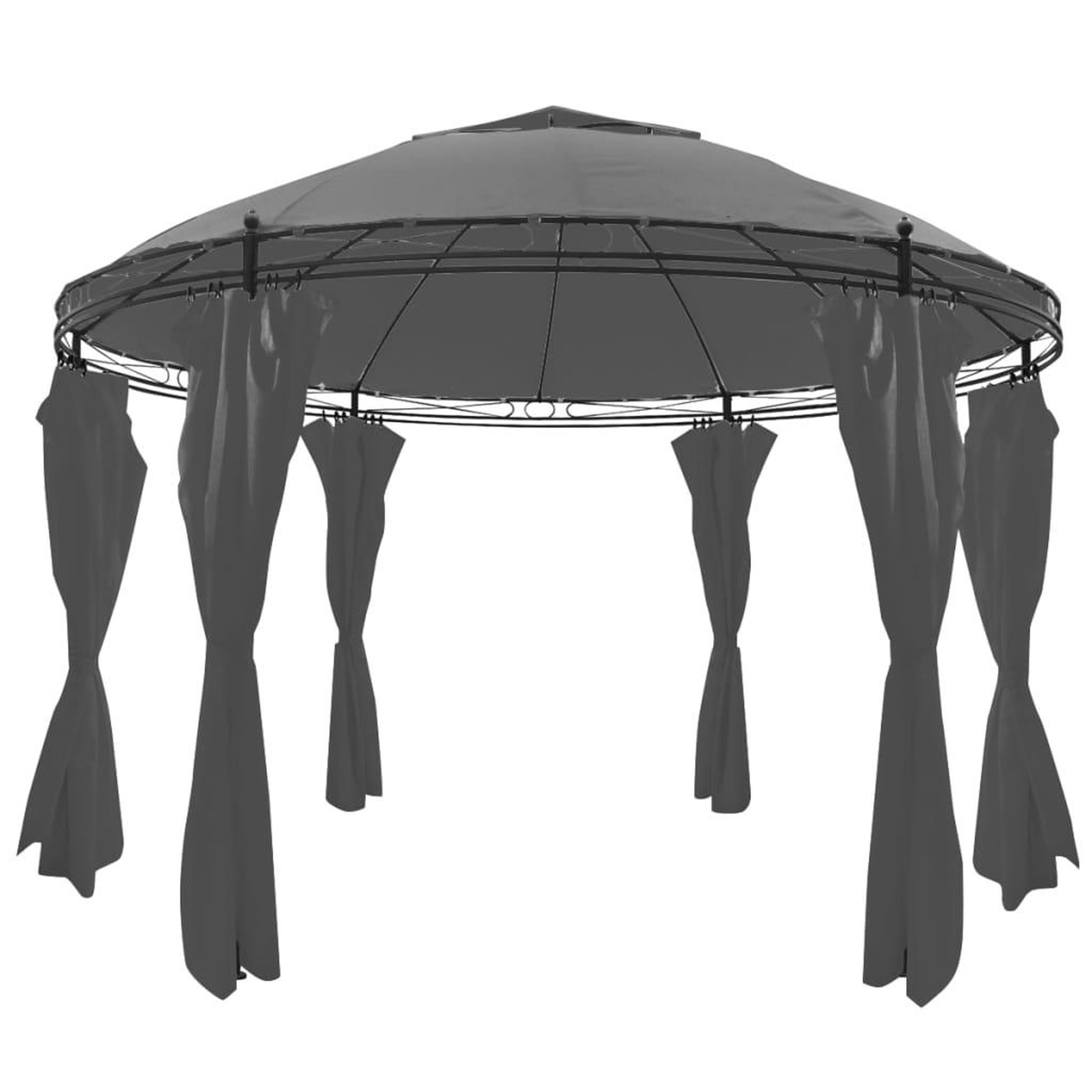 Voir la diapositive 2 : VIDAXL Belvedere avec rideaux Rond 3,5 x 2,7 m Anthracite