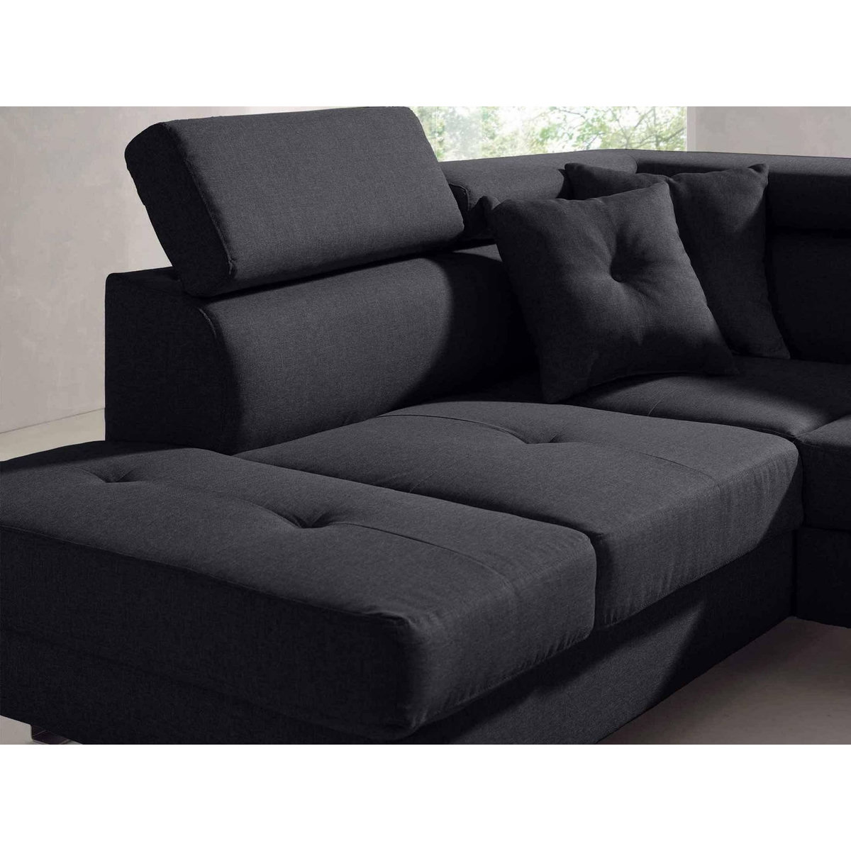 BEST MOBILIER Lisbona - canapé d'angle gauche convertible - 5 places - avec têtières