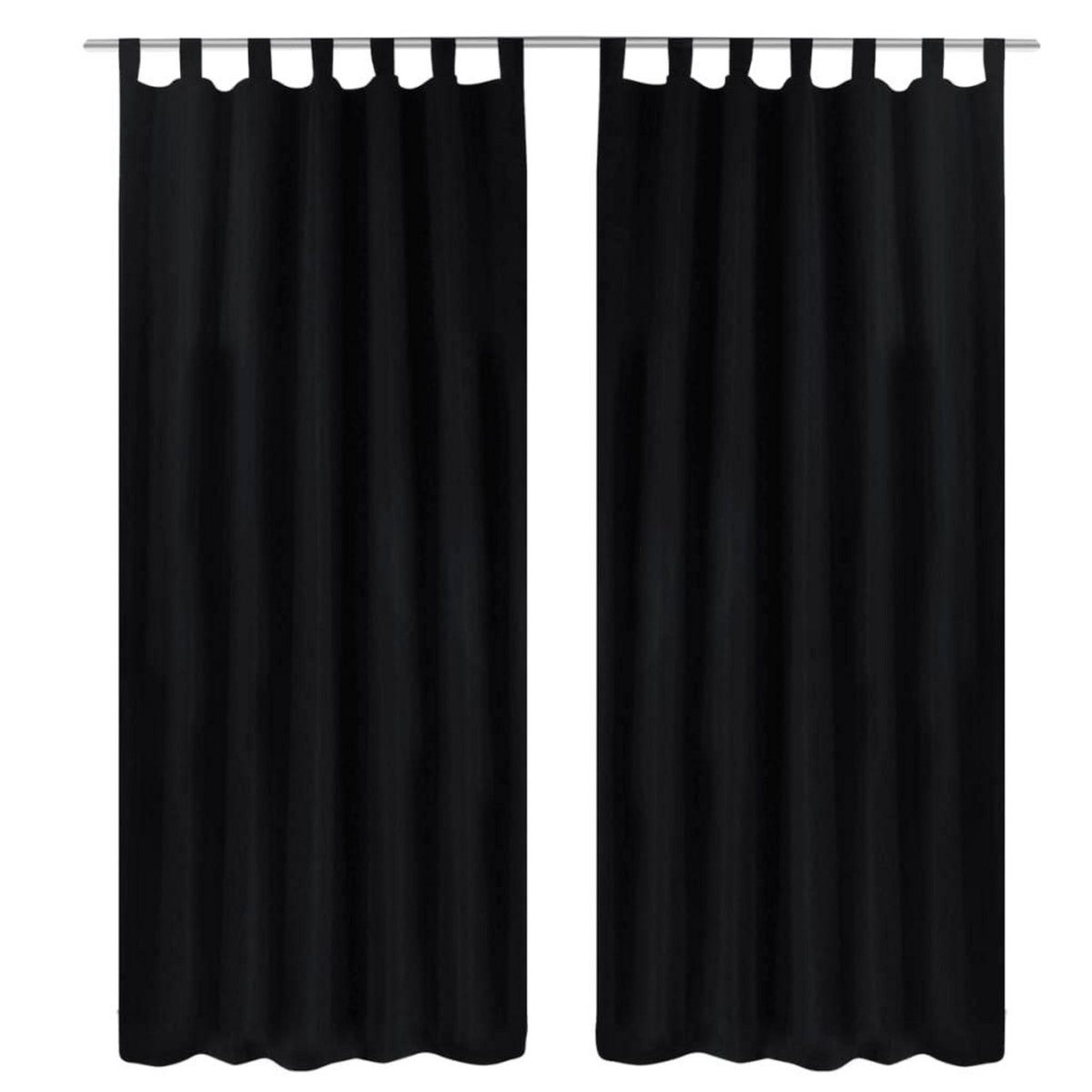 VIDAXL 2 pcs Rideau a Passant Micro Satin Noir 140 x 245 cm