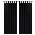 VIDAXL 2 pcs Rideau a Passant Micro Satin Noir 140 x 245 cm