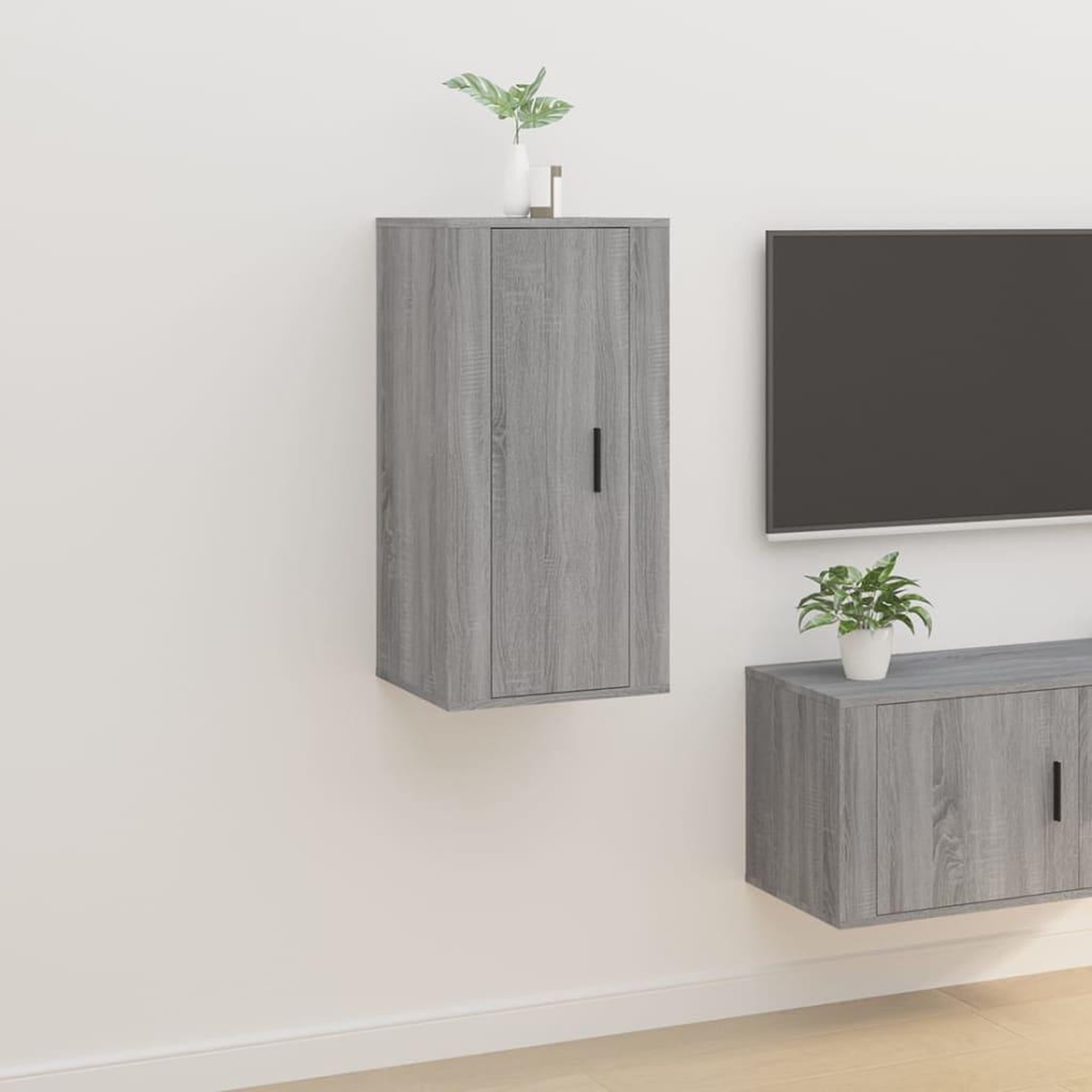 Voir la diapositive 1 : VIDAXL Meuble TV mural Sonoma gris 40x34,5x80 cm