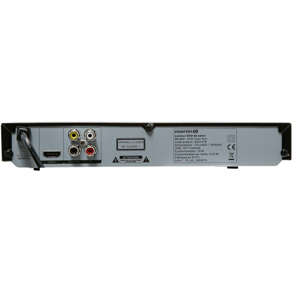 ESSENTIEL B Lecteur DVD Dvd color noir