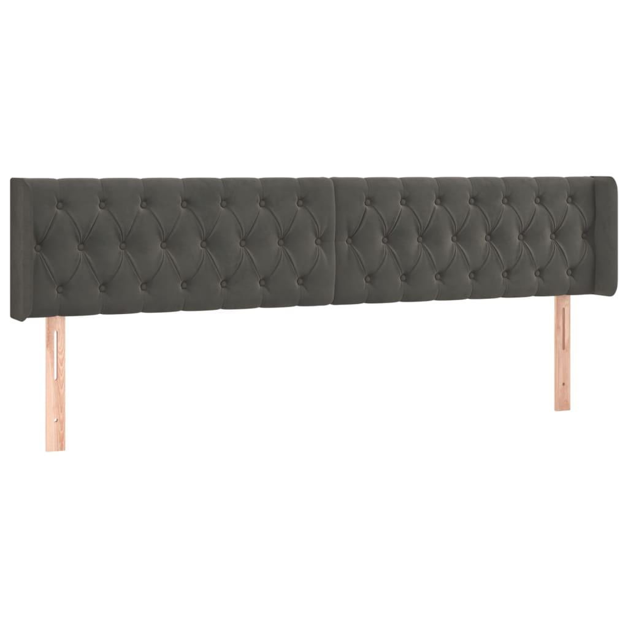 Voir la diapositive 2 : VIDAXL Tete de lit avec oreilles Gris fonce 203x16x78/88 cm Velours