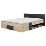 Lit double avec rangement style industriel 160x200cm LEXIS