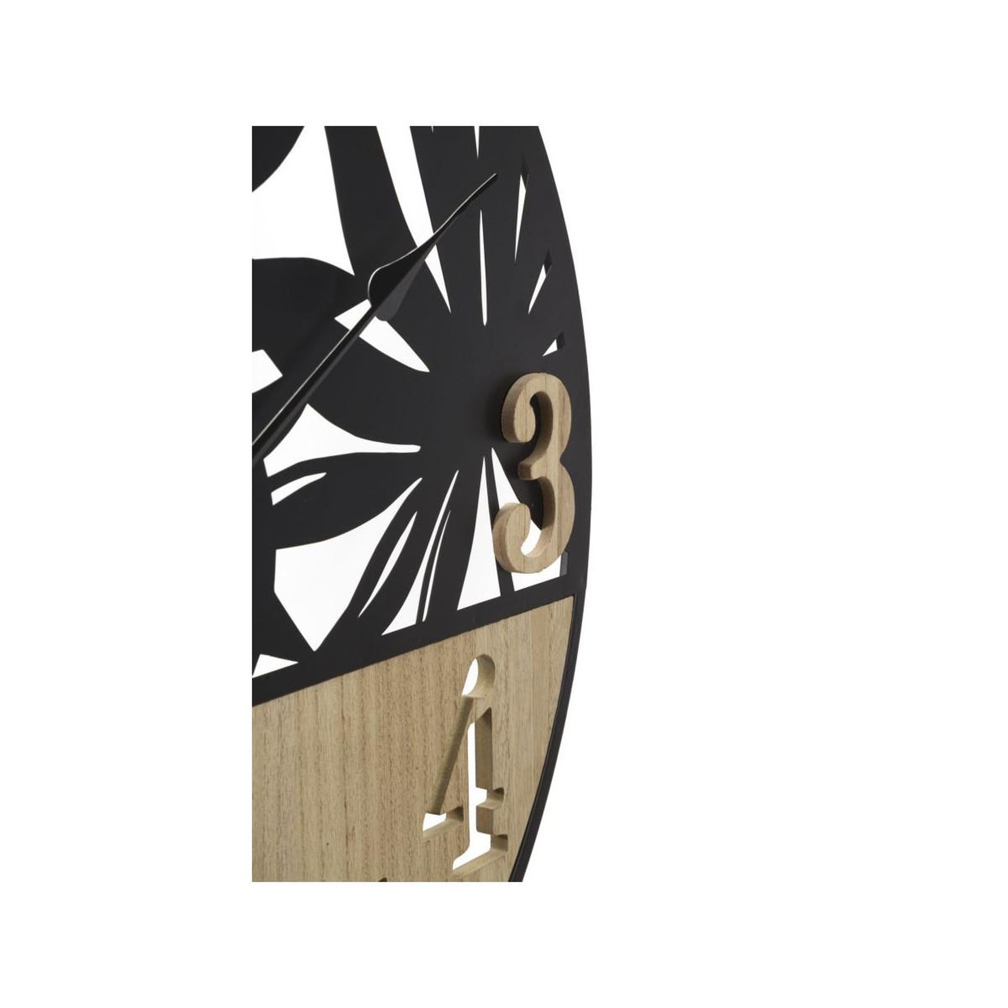 Voir la diapositive 2 : Paris Prix Horloge murale en métal  palm  60cm naturel & noir