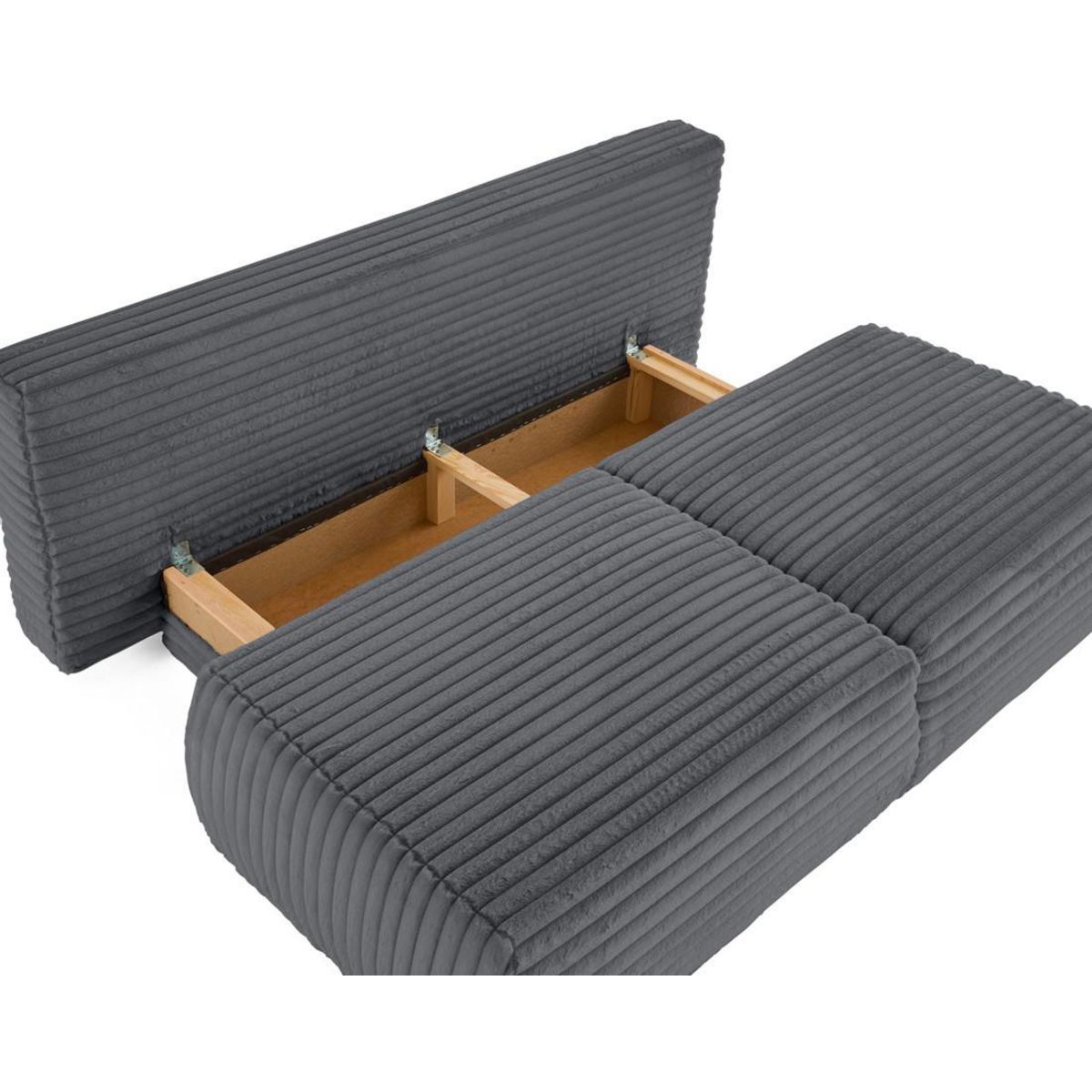 BEST MOBILIER Marvin - canapé 3 places convertible et coffre en fausse fourrure côtelée avec 2 coussins boule inclus