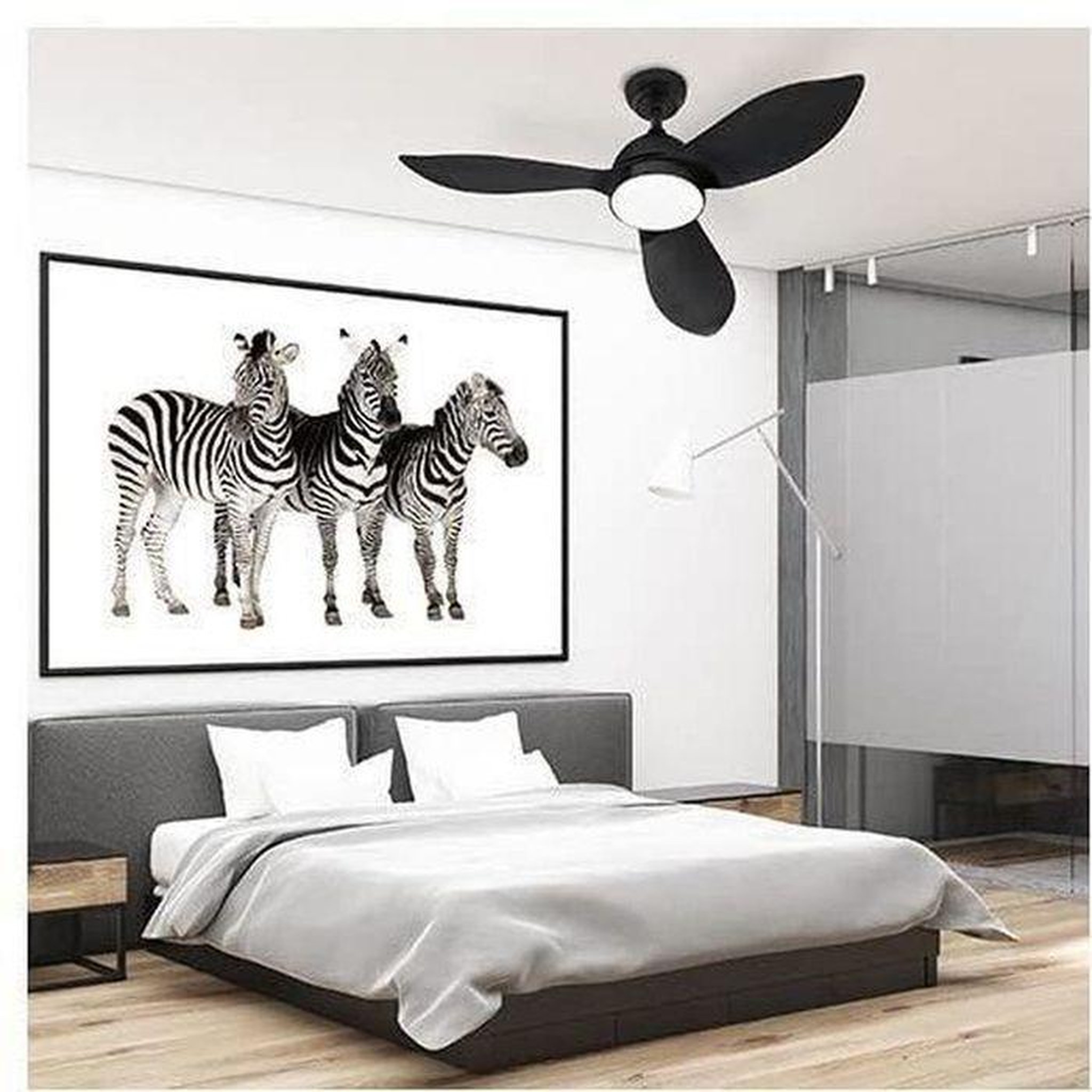 Voir la diapositive 4 : Farelek Ventilateur de plafond  CORSICA Blanc Ø116cm 70W + éclairage LED