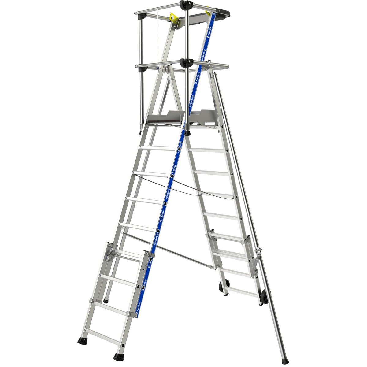 TUBESCA Plate-forme télescopique Sherpascopic 3-4 marches garde-corps à  lisses rigide