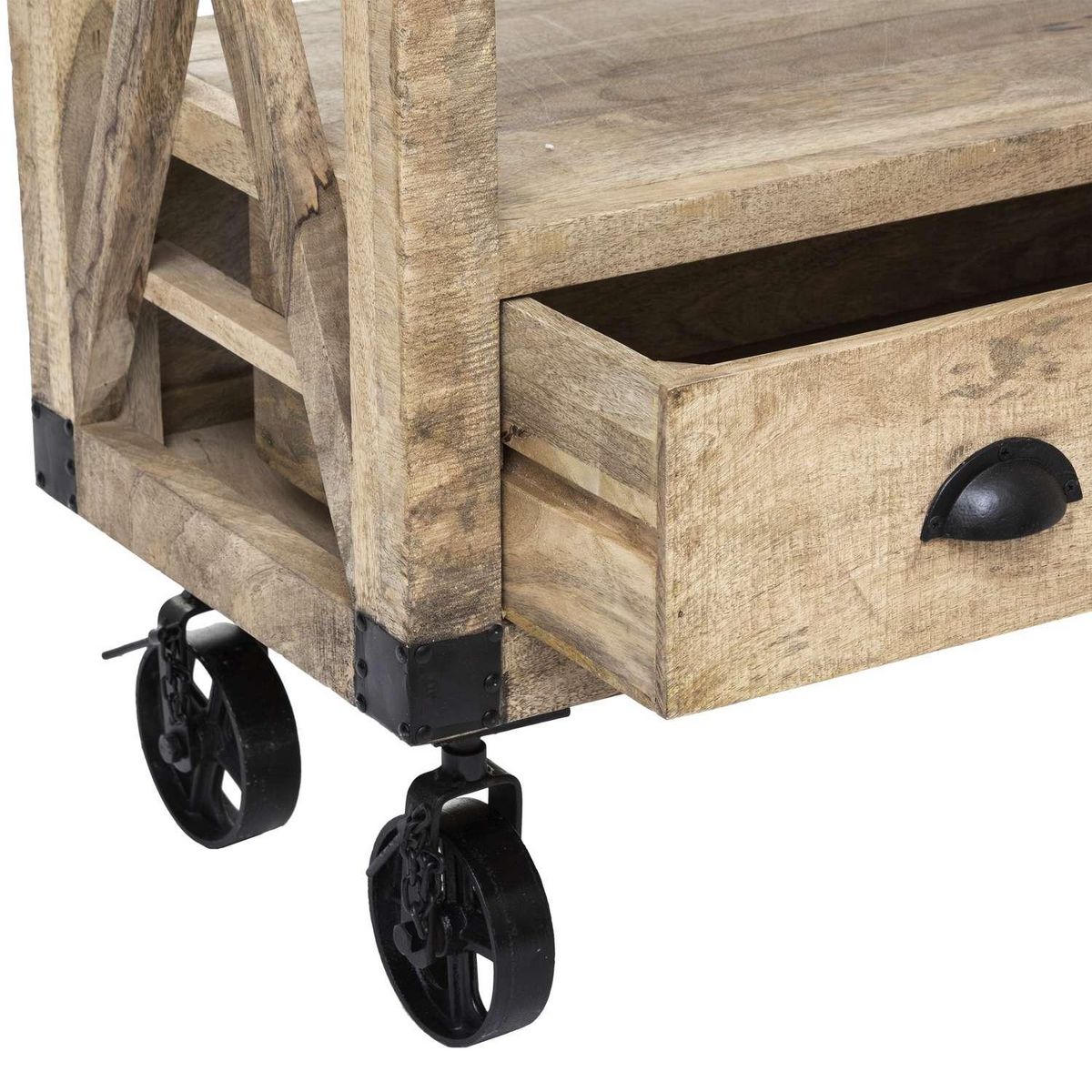 ATMOSPHERA Bibliothèque 1 tiroir en bois SILAS - Beige