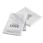 Paris Prix Lot de 2 Torchons Nid d'Abeille Brodé  Hearty  50x70cm Blanc