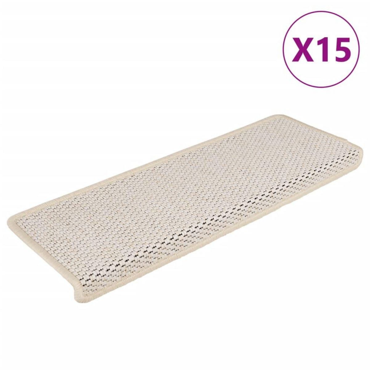 VIDAXL Tapis d'escalier autocollants 15 pcs 65x21x4 cm Creme