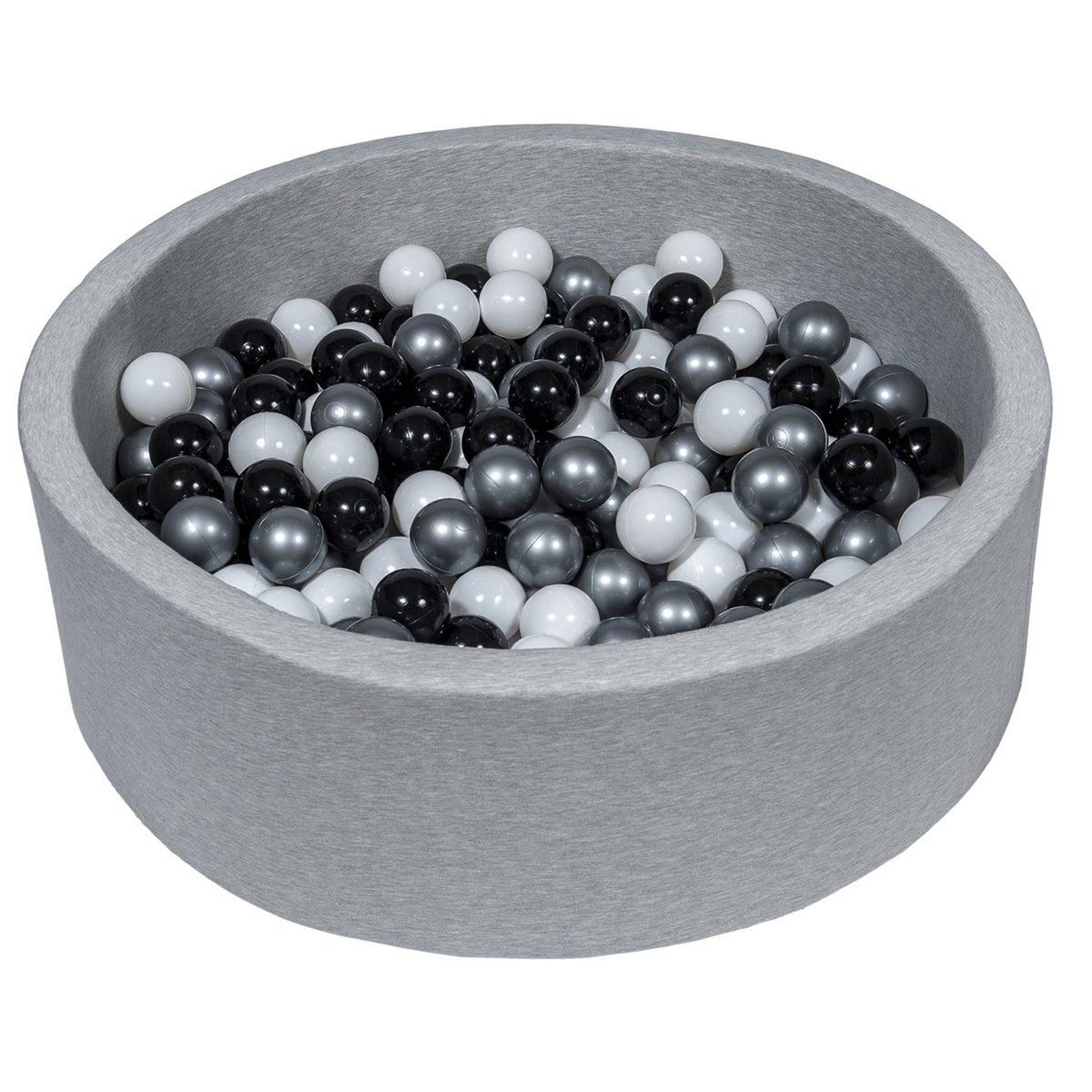 VELINDA Piscine à balles aire de jeu + 200 balles noir, blanc, argent