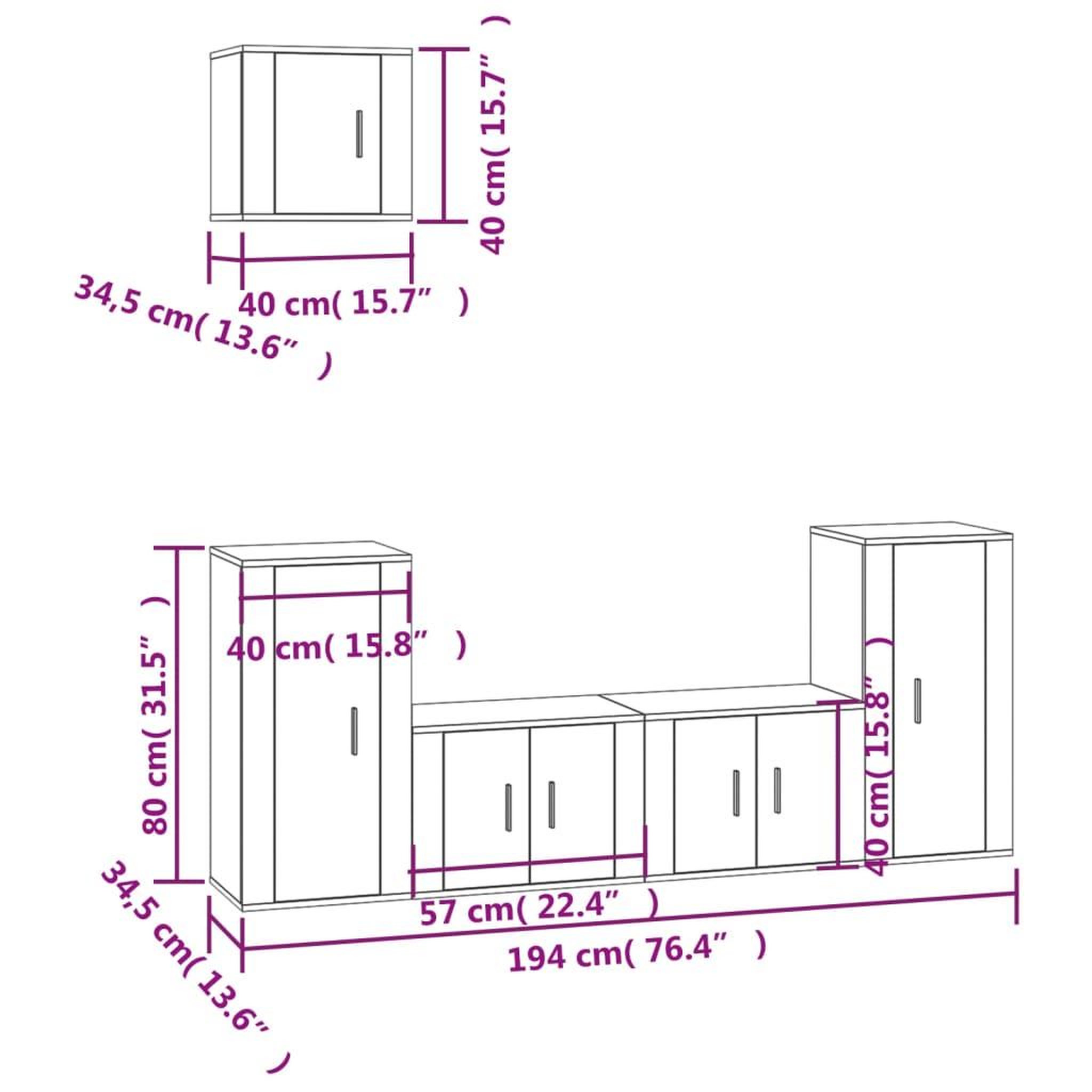 Voir la diapositive 6 : VIDAXL Ensemble de meubles TV 5 pcs Noir Bois d'ingenierie