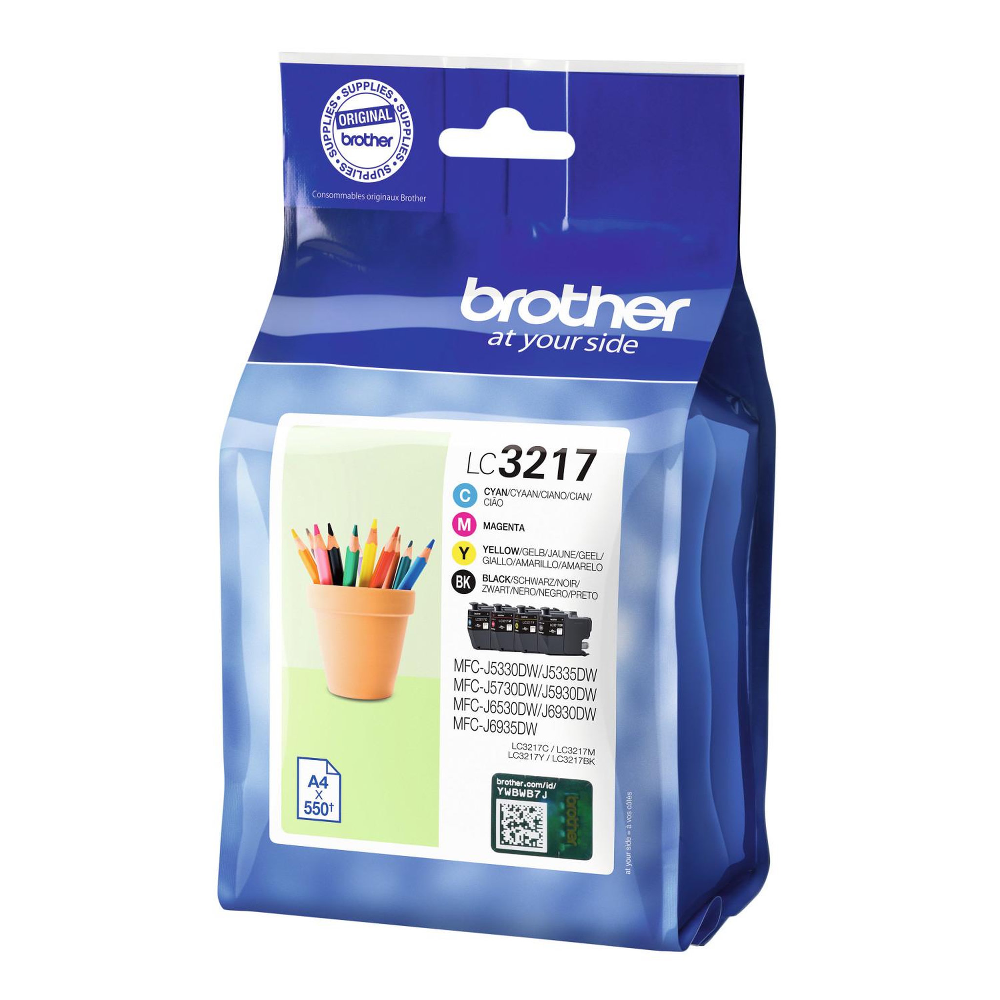 Voir la diapositive 3 : Brother Cartouches d'encre Brother LC3217 Noir, Cyan, Magenta, Jaune