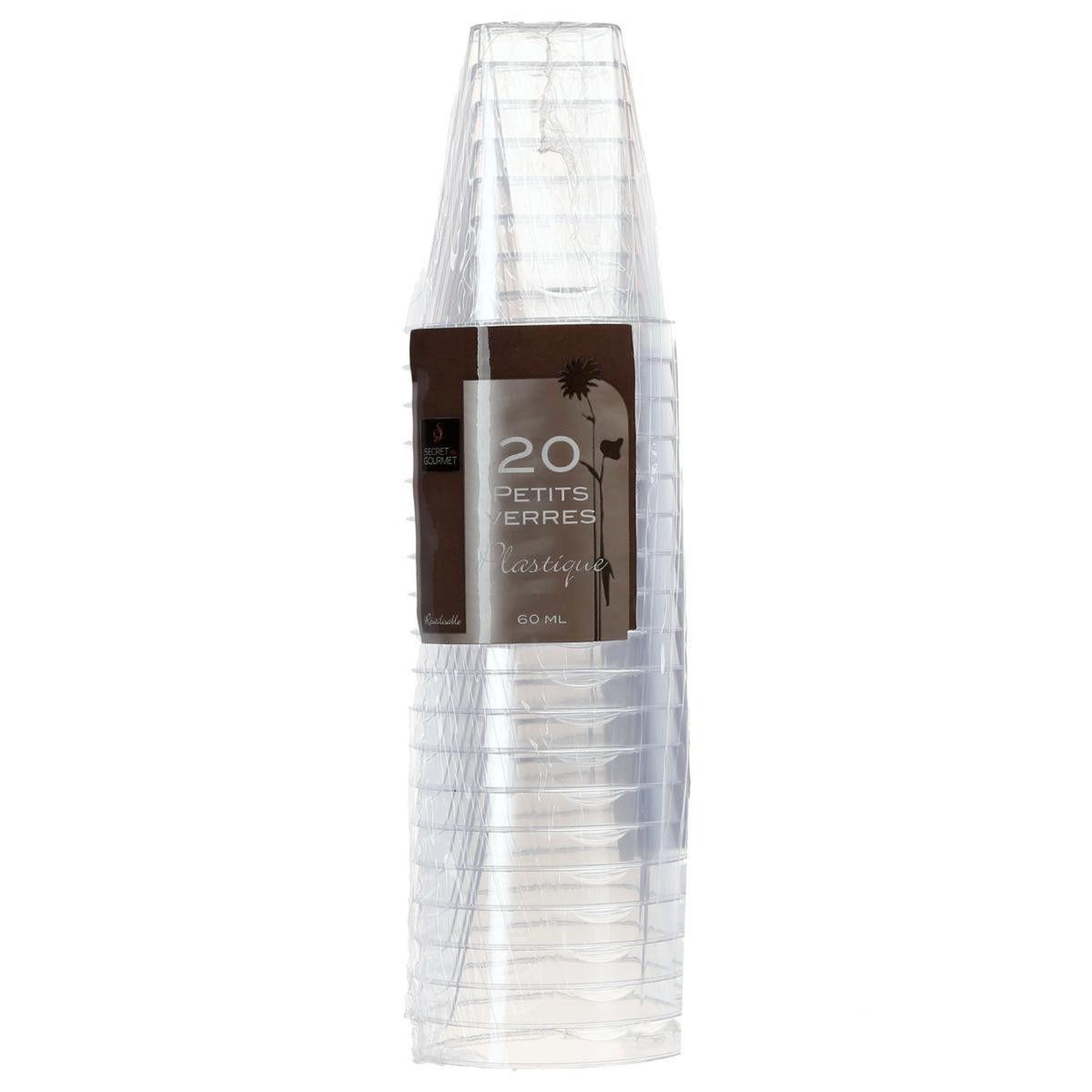 Voir la diapositive 2 : FIVE Lot de 20 verrines réutilisables  facette  6cl transparent