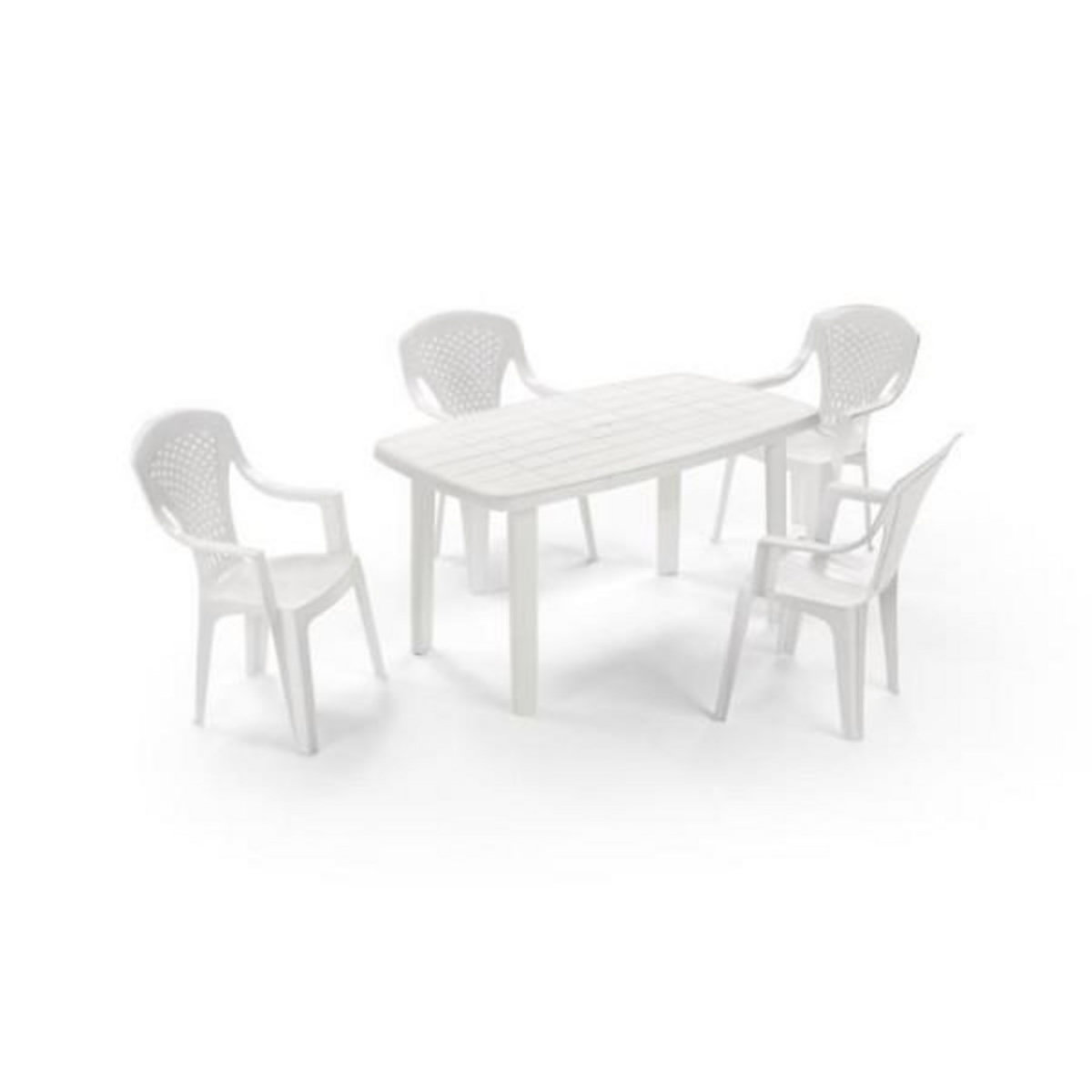 MARKET24 Lot de 4 Fauteuils de jardin monobloc empilable Capri - 56 x 58 x 90 cm - Blanc
