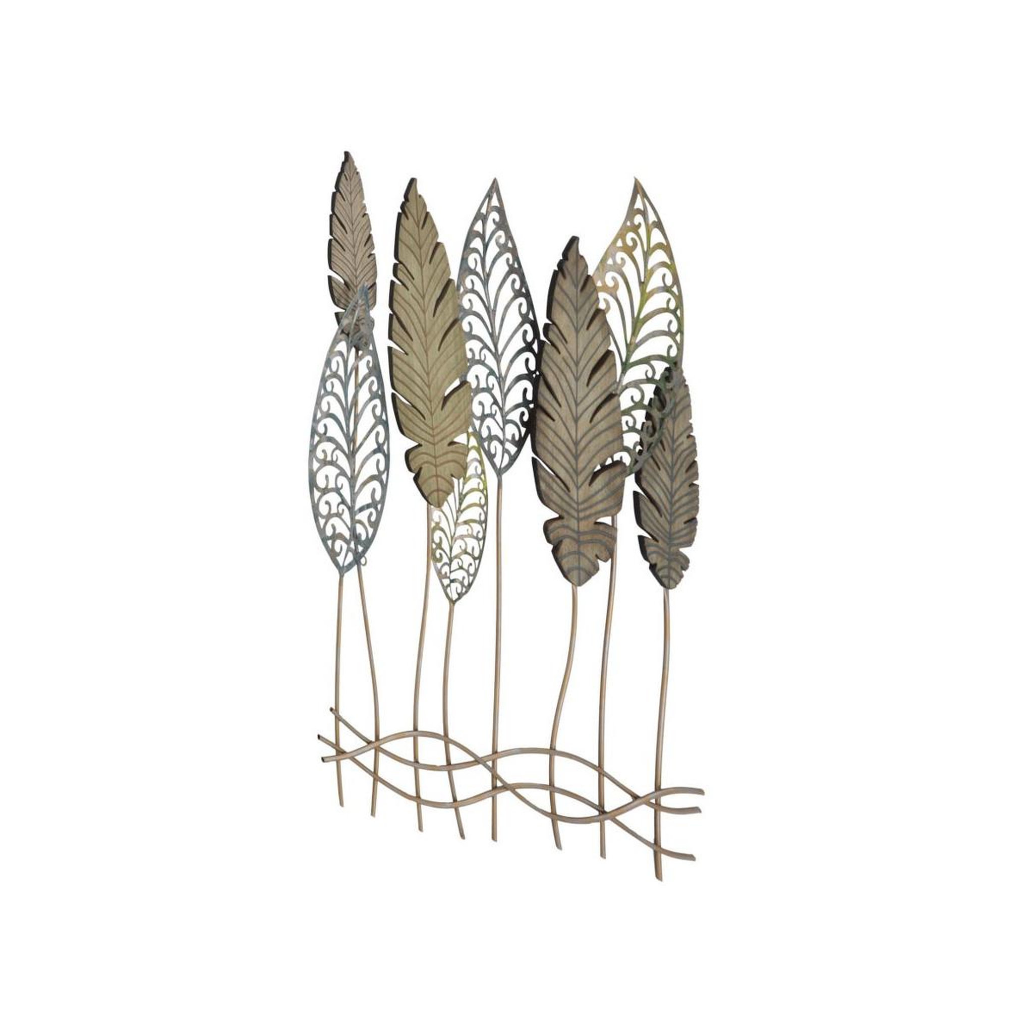 Voir la diapositive 3 : Paris Prix Déco murale en métal  foglie  87cm argent & or