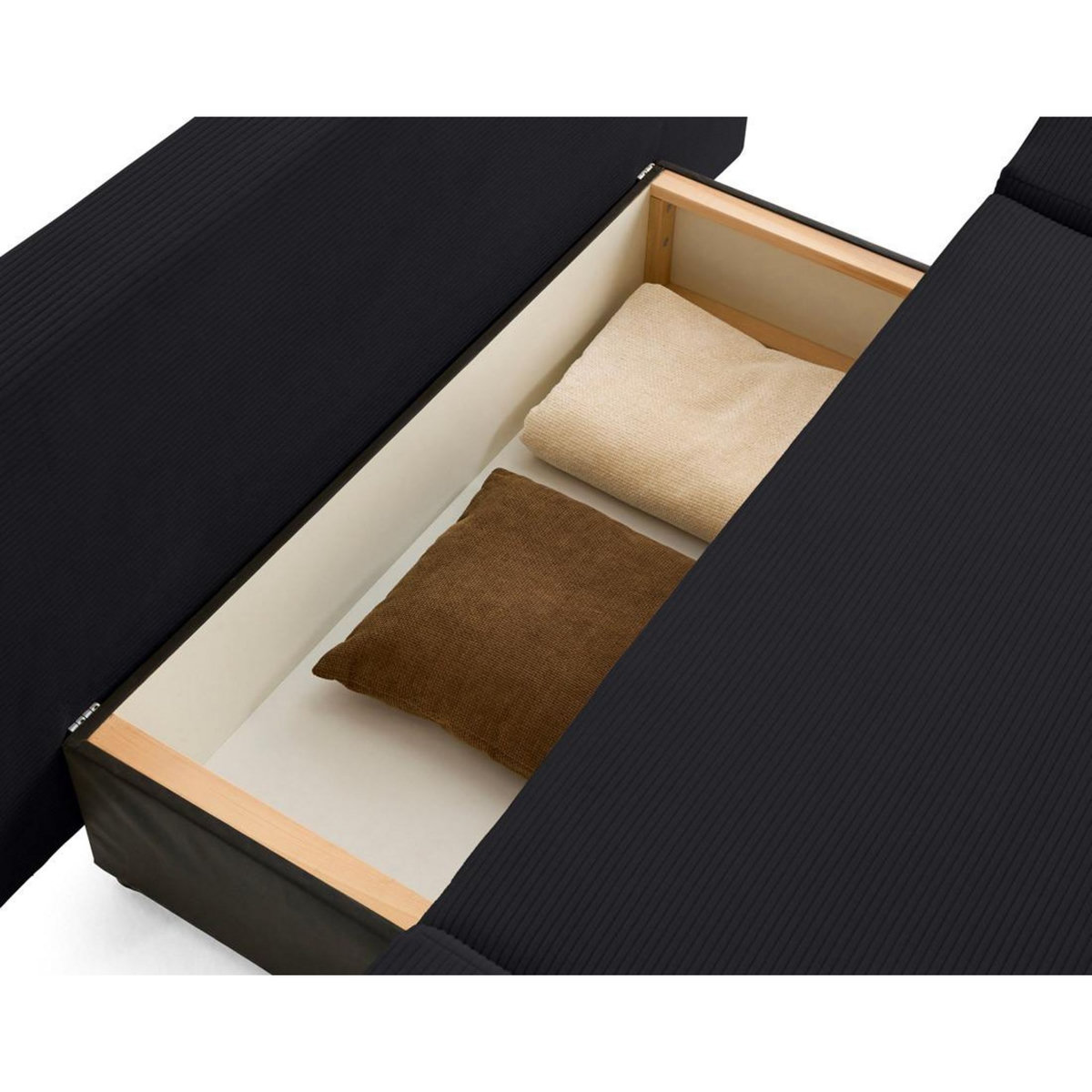 BEST MOBILIER Larson - canapé droit 3 places convertible avec coffre en velours côtelé