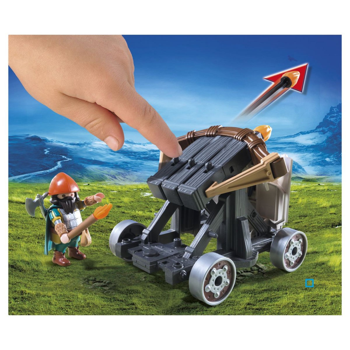 PLAYMOBIL 9341 - Knights - Char de combat, baliste et nains