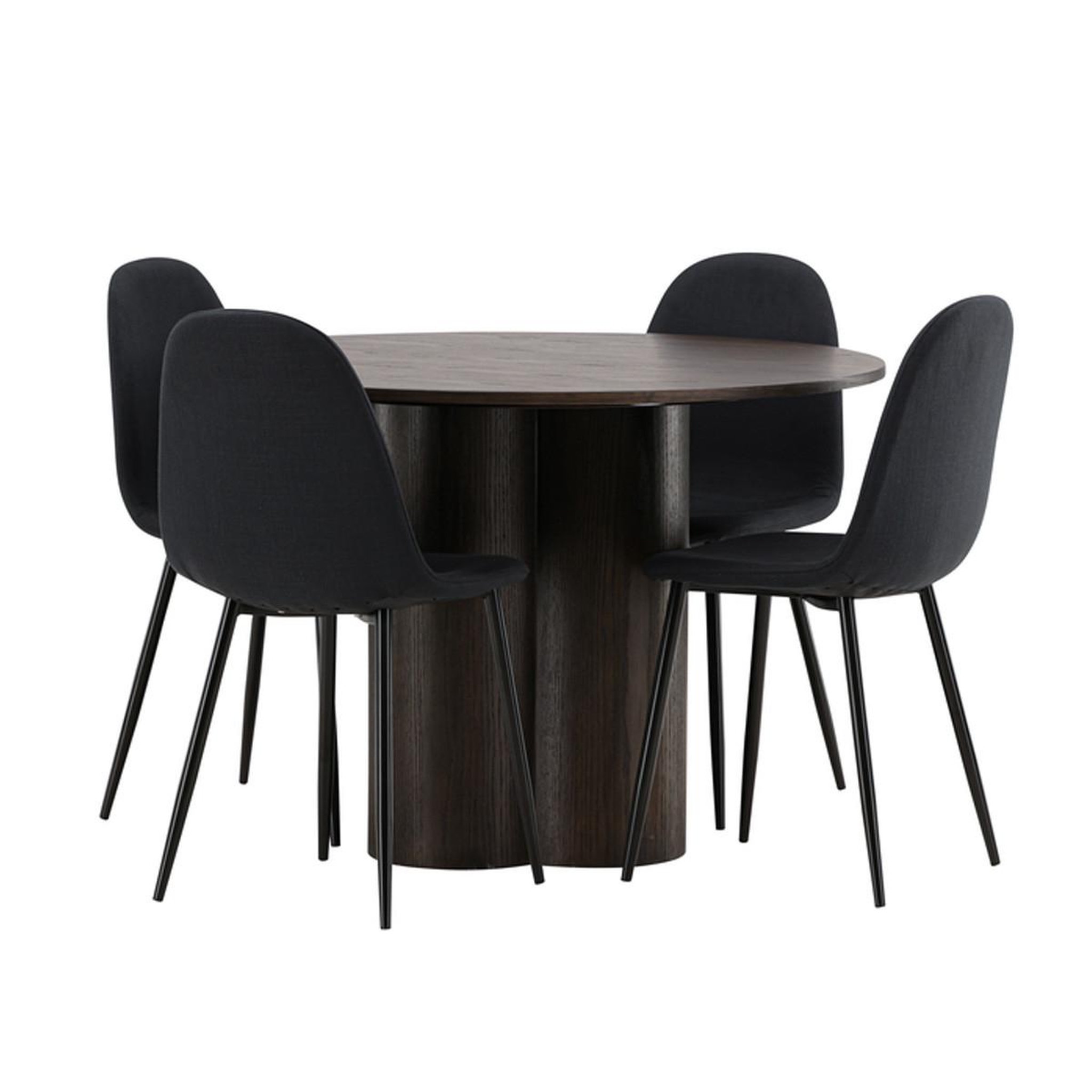 Paris Prix Ensemble table à manger & 4 chaises  olivia & polar  110cm moka & noir