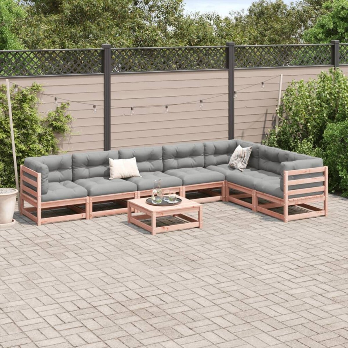 VIDAXL Salon de jardin 8 pcs avec coussins sapin douglas solide