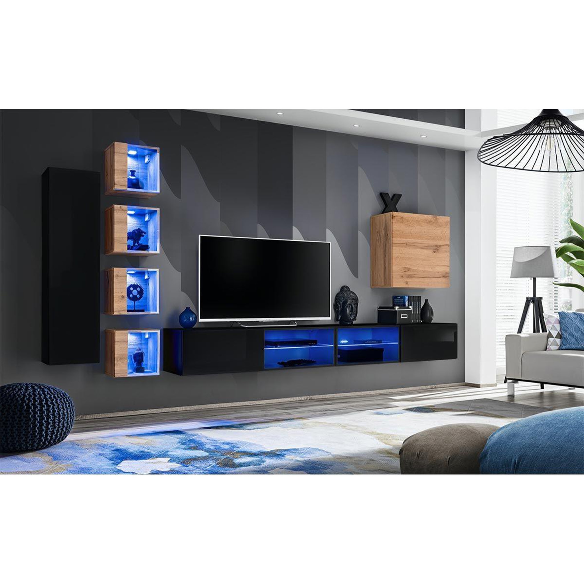 Voir la diapositive 2 : Paris Prix Ensemble meuble tv  switch xxvi  320cm noir & naturel