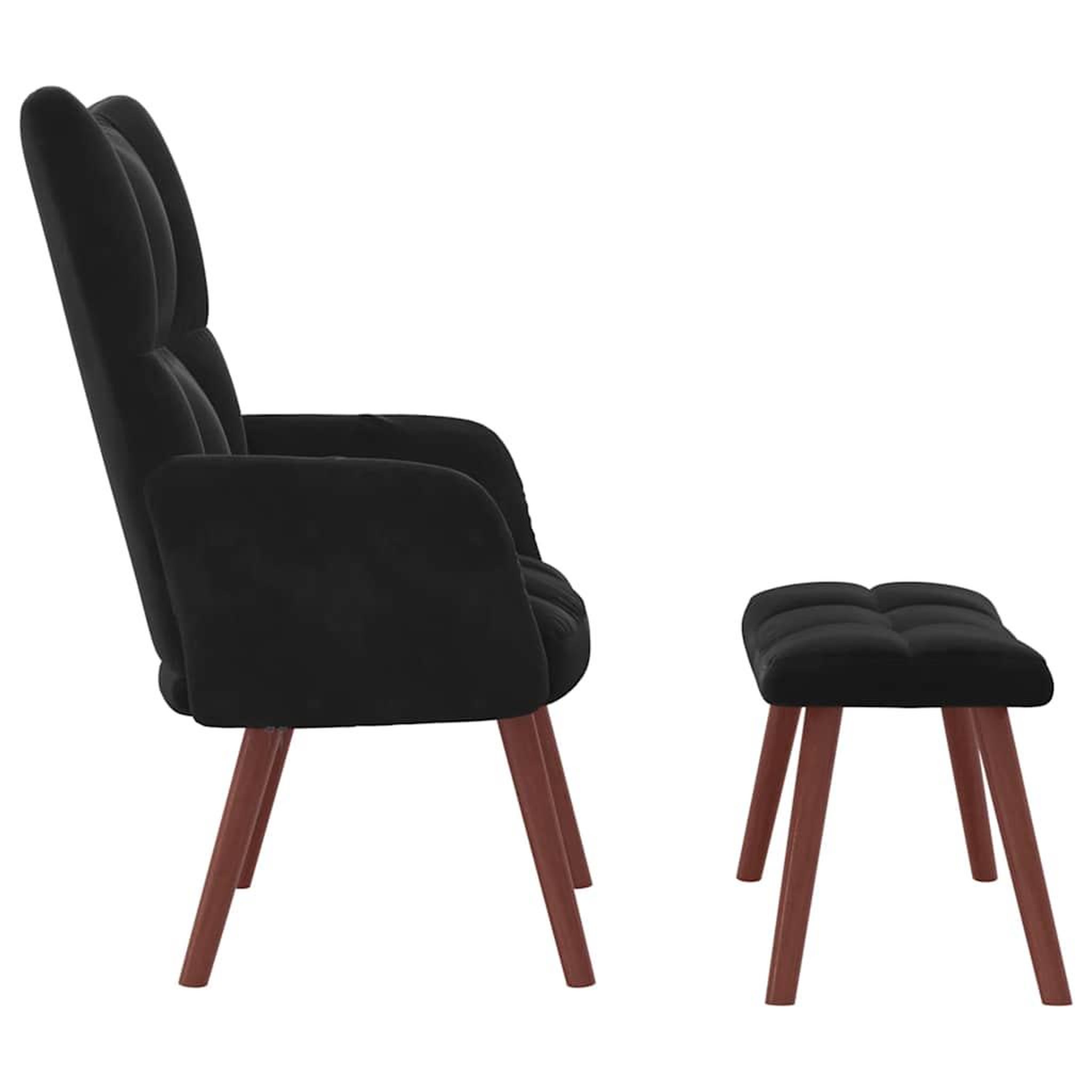 Voir la diapositive 4 : VIDAXL Chaise de relaxation avec repose-pied Noir Velours