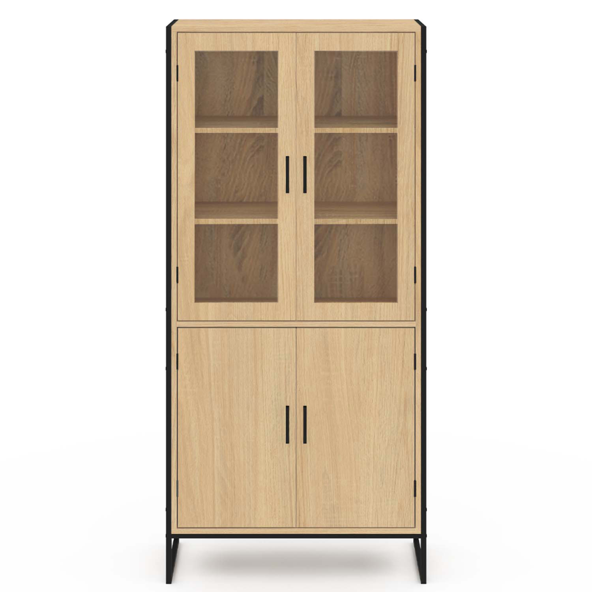 Voir la diapositive 3 : ID MARKET Vitrine buffet haut h. 176 cm vaisselier detroit 4 portes design industriel