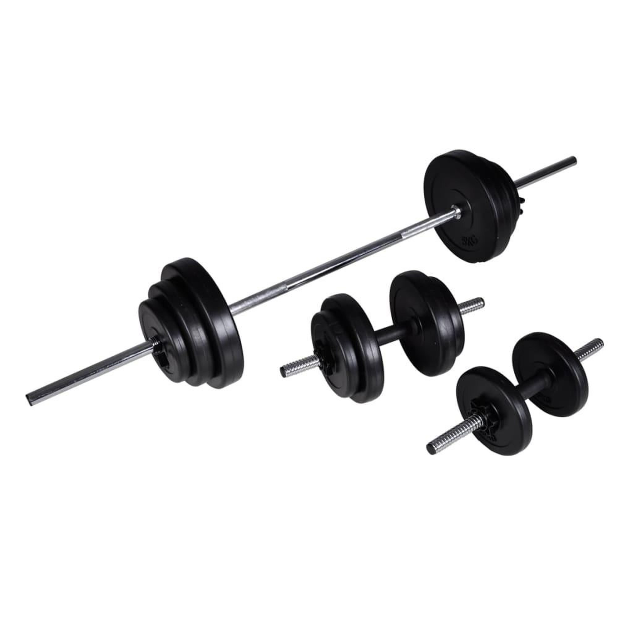 Voir la diapositive 2 : VIDAXL Kit de barre d'haltere et 2 halteres 30,5 kg