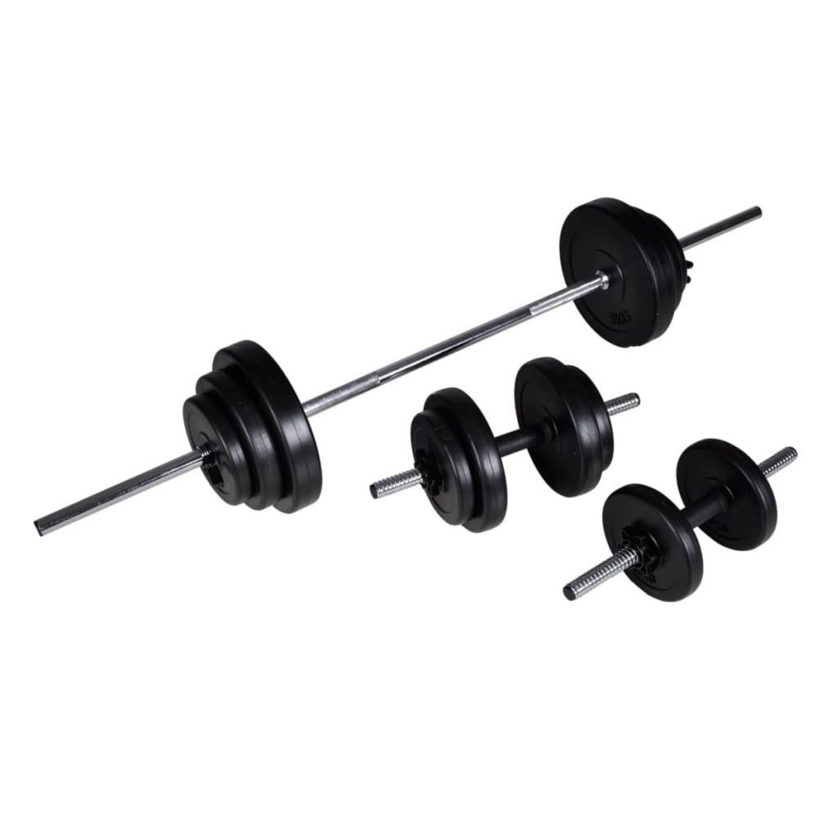 VIDAXL Kit de barre d'haltere et 2 halteres 30,5 kg