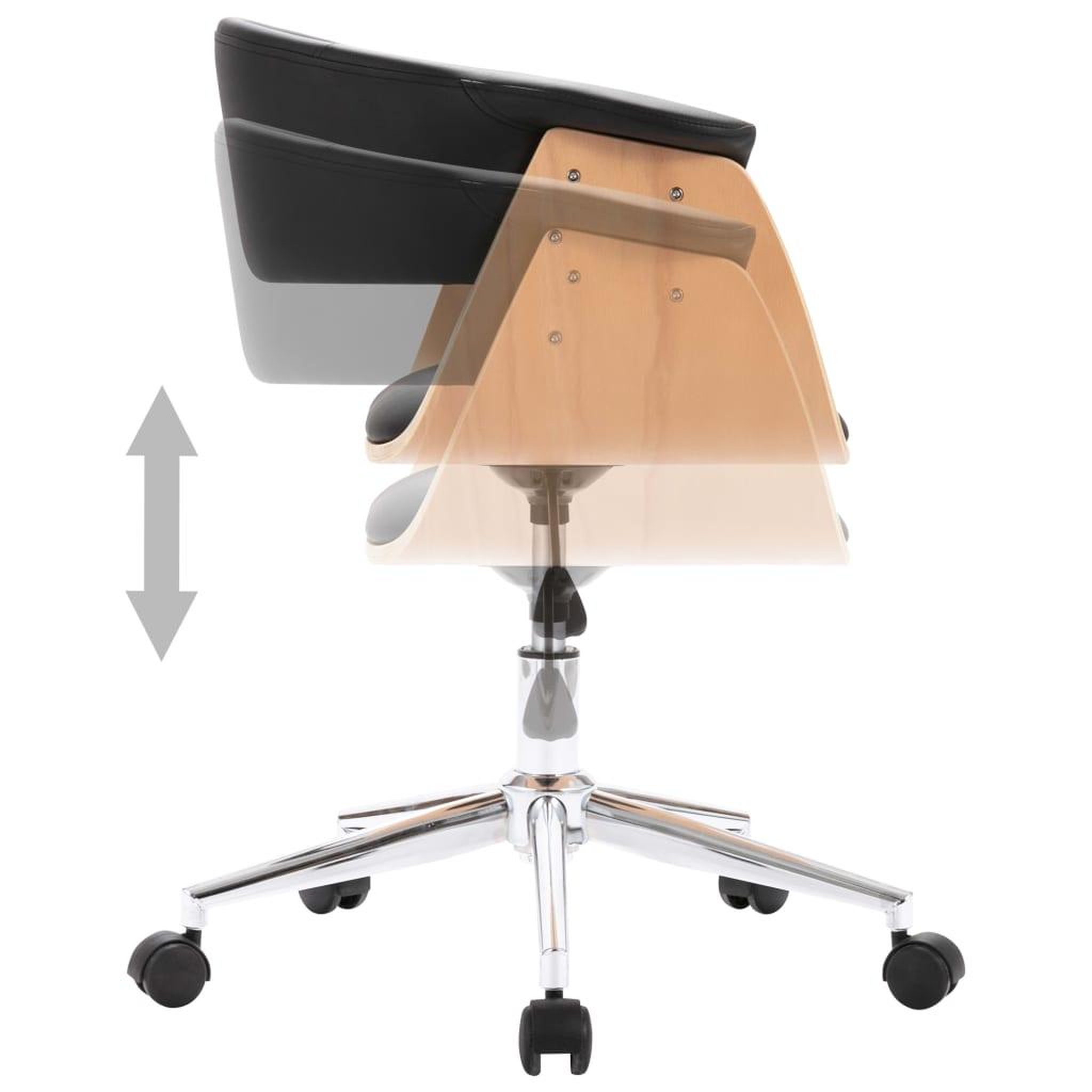 Voir la diapositive 5 : VIDAXL Chaise pivotante a manger Noir Bois courbe et similicuir