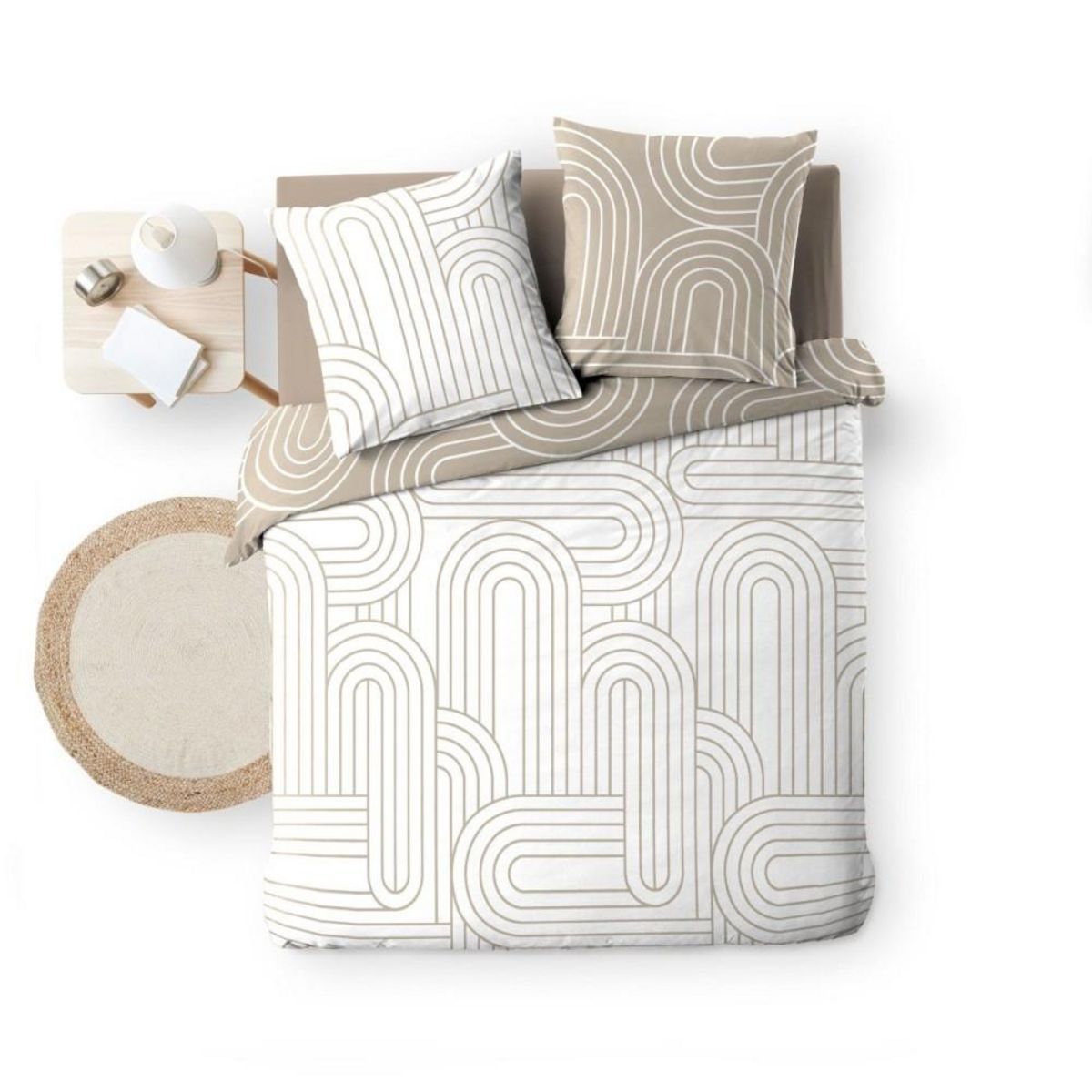 Douceur d'Intérieur Housse de couette 240x220 + 2 taies GEOMETRIQUE 100% coton 57fils