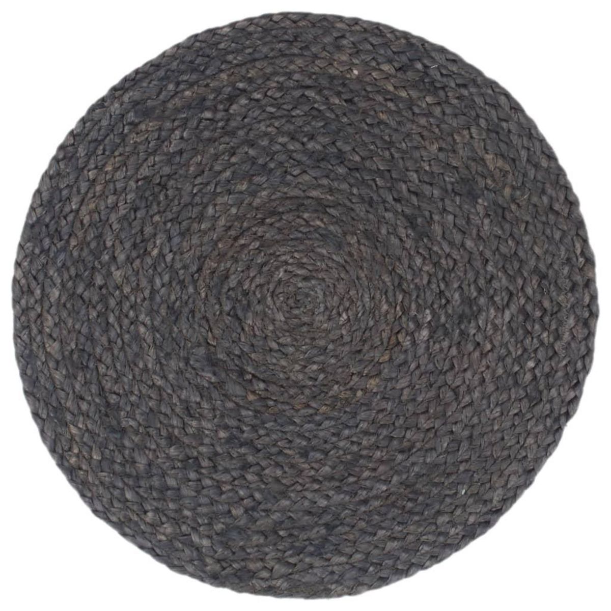 VIDAXL Napperons 4 pcs Gris fonce Plain 38 cm Rond Jute