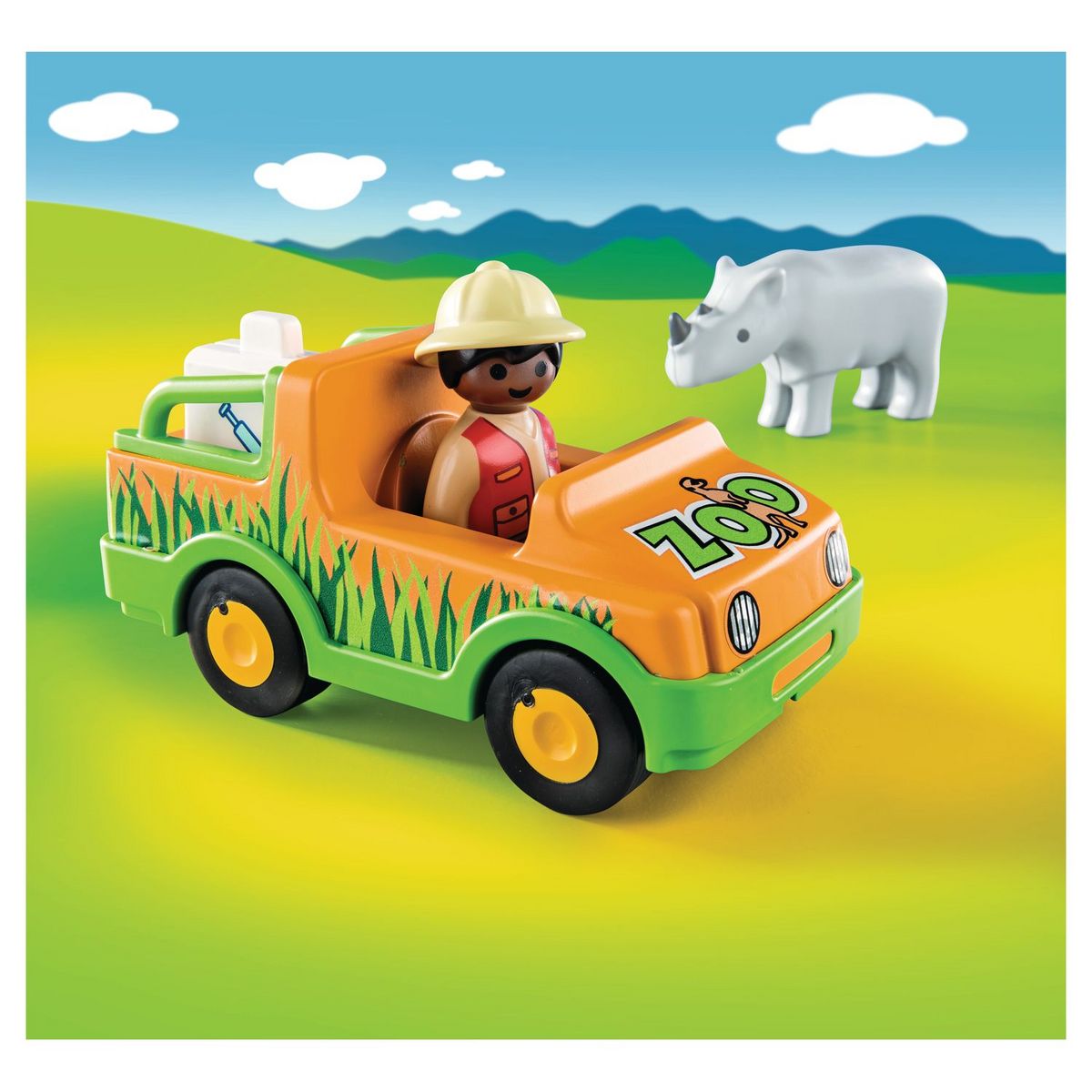 PLAYMOBIL 70182 - 1.2.3 - Vétérinaire avec véhicule et rhinocéros