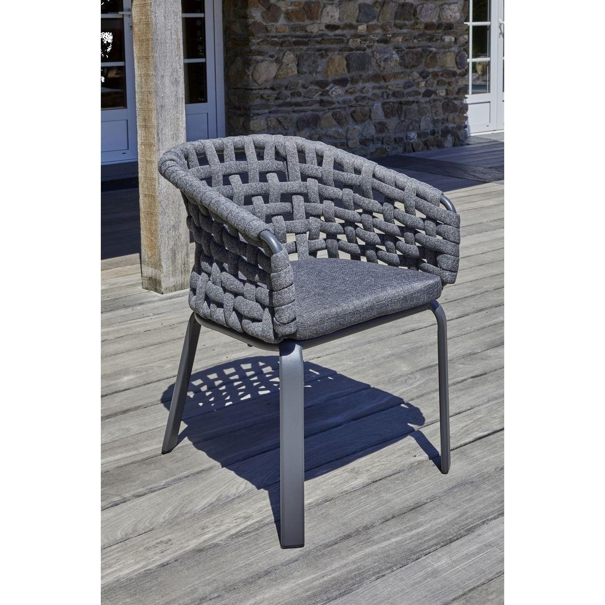 Voir la diapositive 5 : Paris Prix Fauteuil de jardin en corde tissée  camargue  72cm gris anthracite