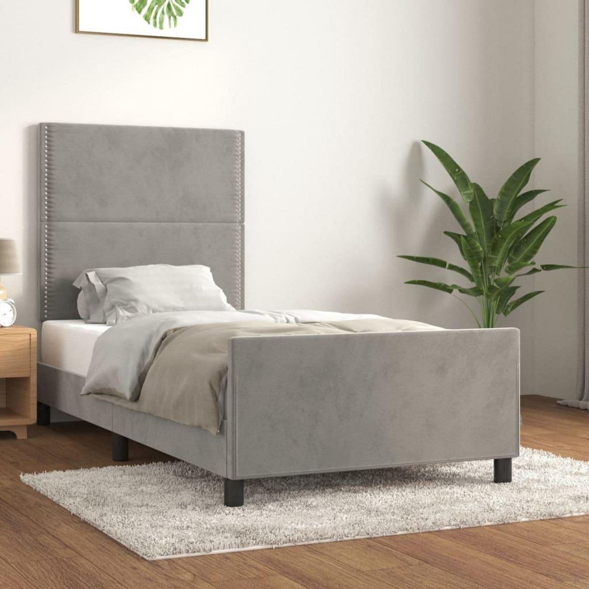 VIDAXL Cadre de lit sans matelas gris clair 100x200 cm velours