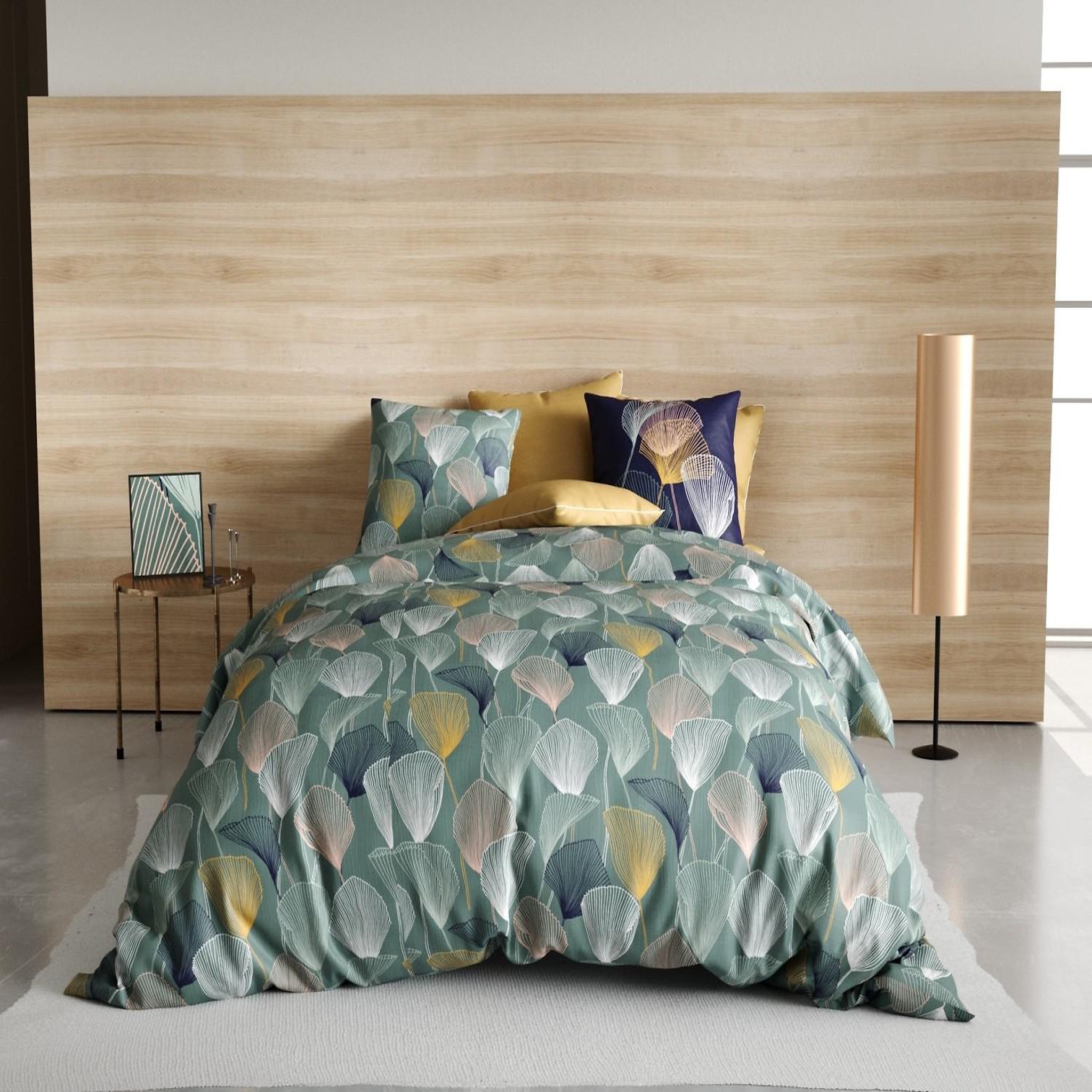 ATELIER DU COTON Parure housse de couette 100% coton 57fils -cottey. Coloris disponibles : Vert