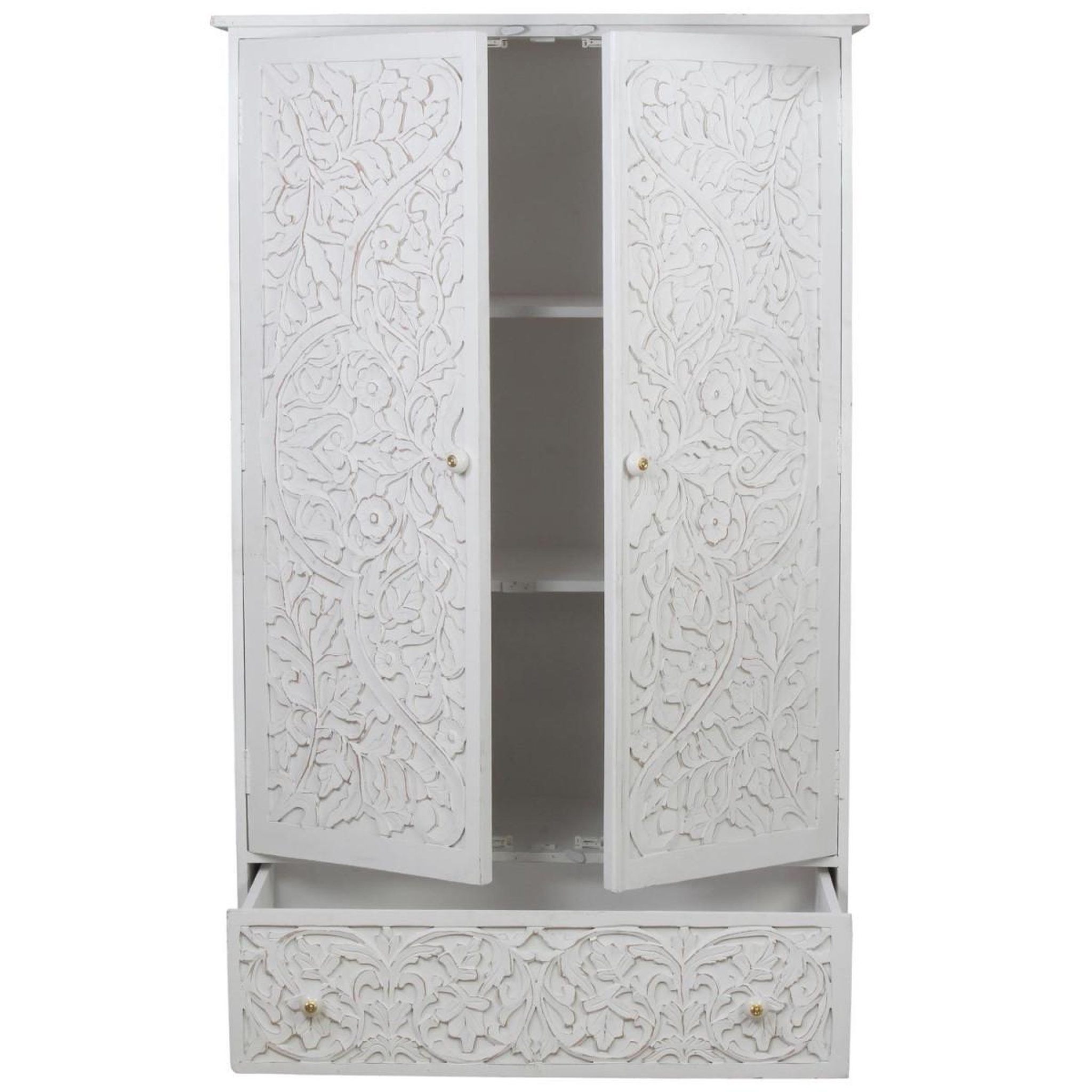 Voir la diapositive 2 : Paris Prix Armoire 2 Portes & 1 Tiroir  Ayan  183cm Blanc