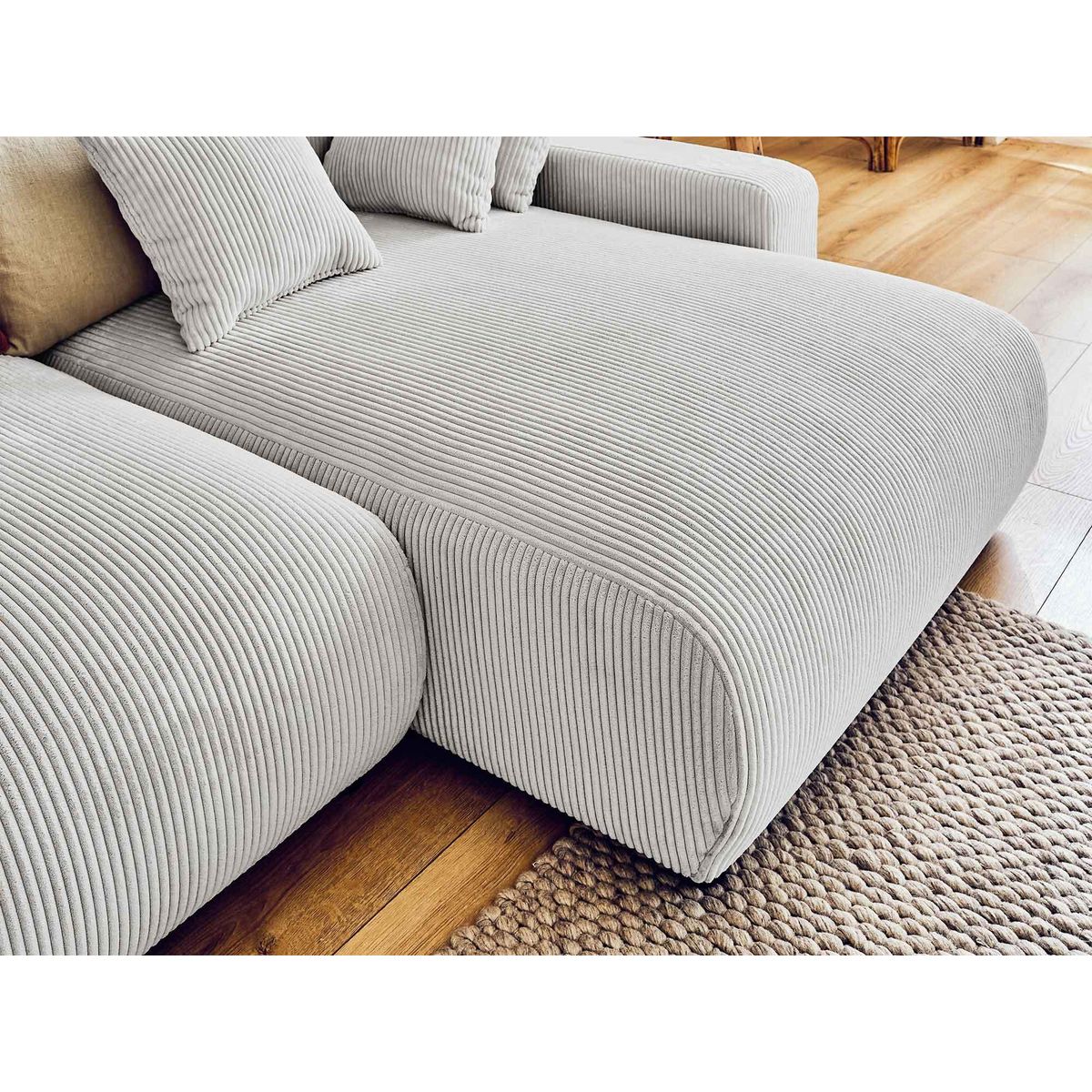 LISA DESIGN Pivoine - canapé d'angle réversible - 4 places - convertible avec coffre - en velours côtelé