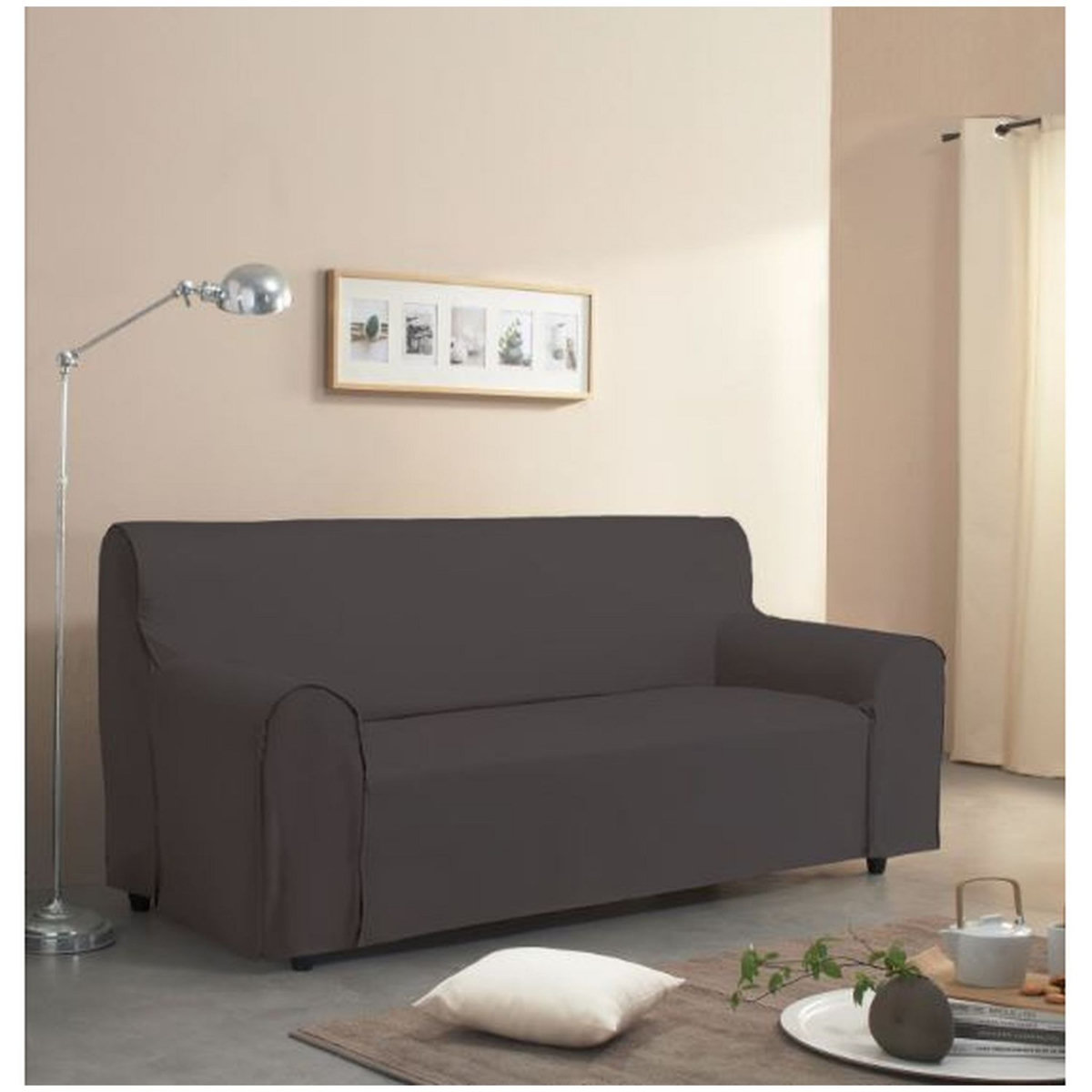 Housse de canapé unie en coton