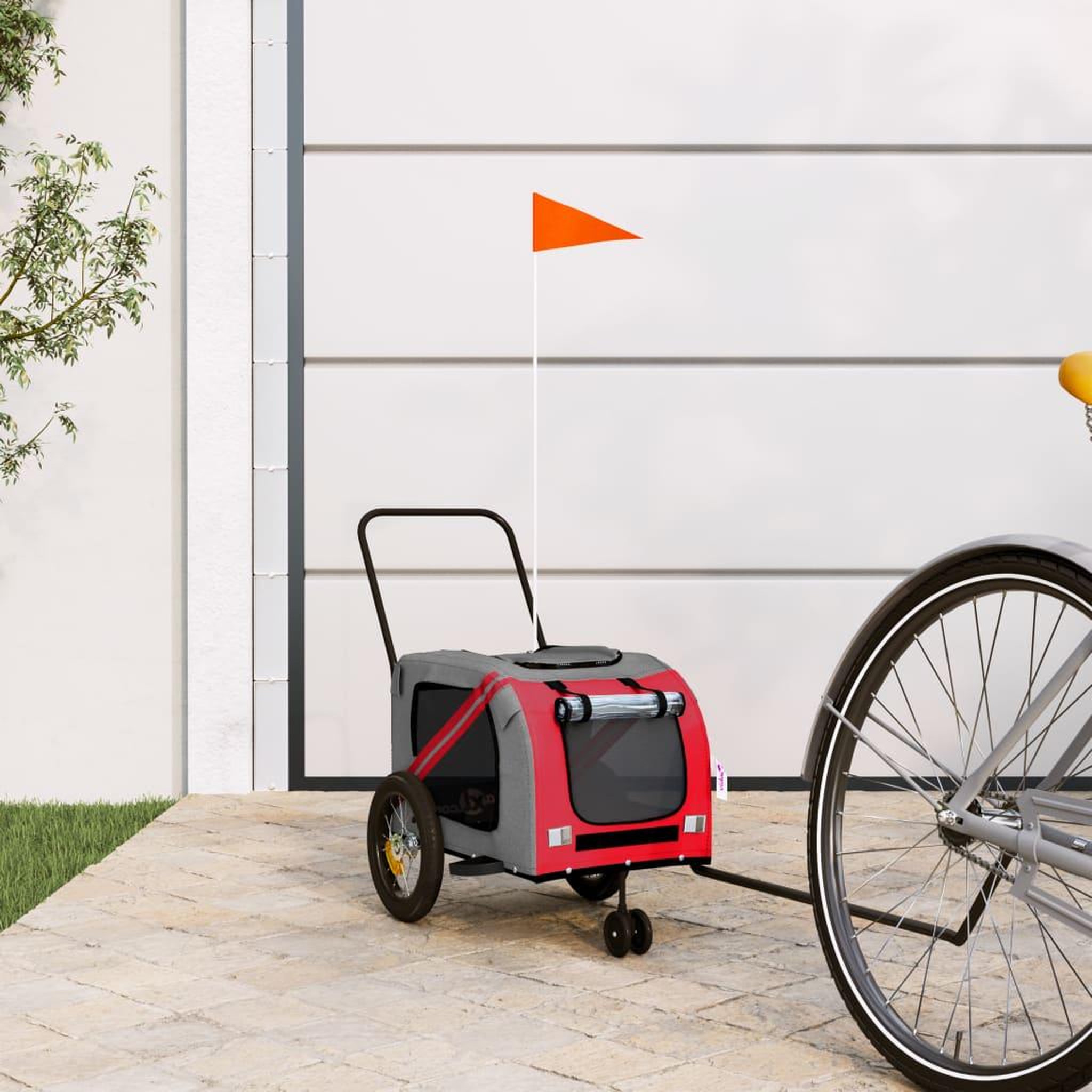 VIDAXL Remorque de velo pour animaux de compagnie rouge et noir