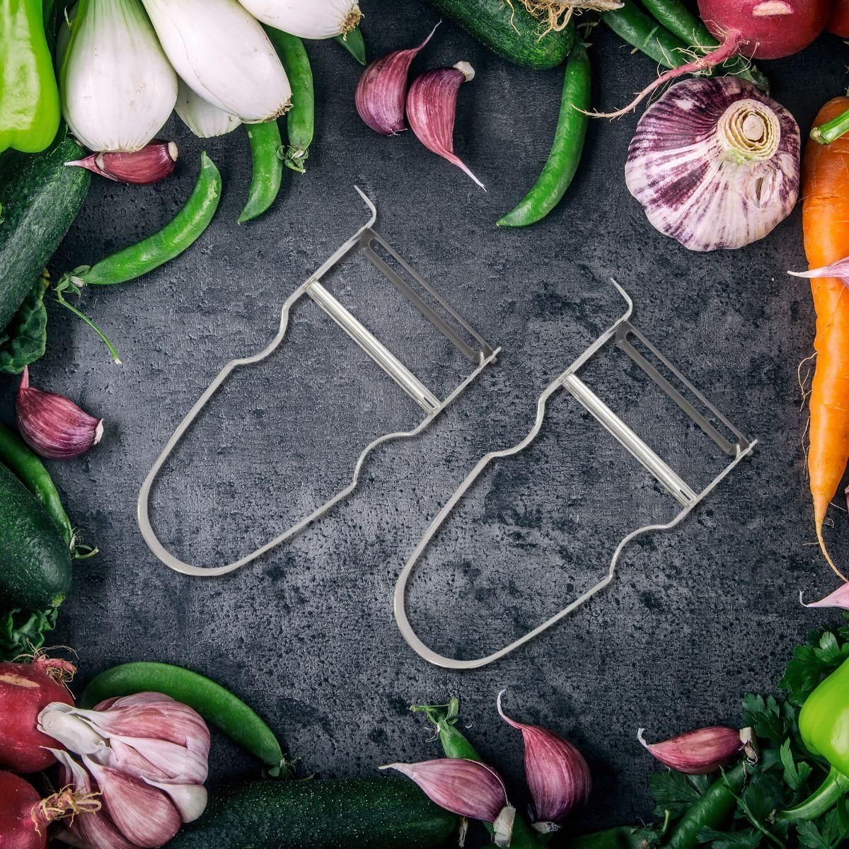 Fackelmann Lot de 2 rasoirs à légumes 11 cm Castor en inox Fackelmann