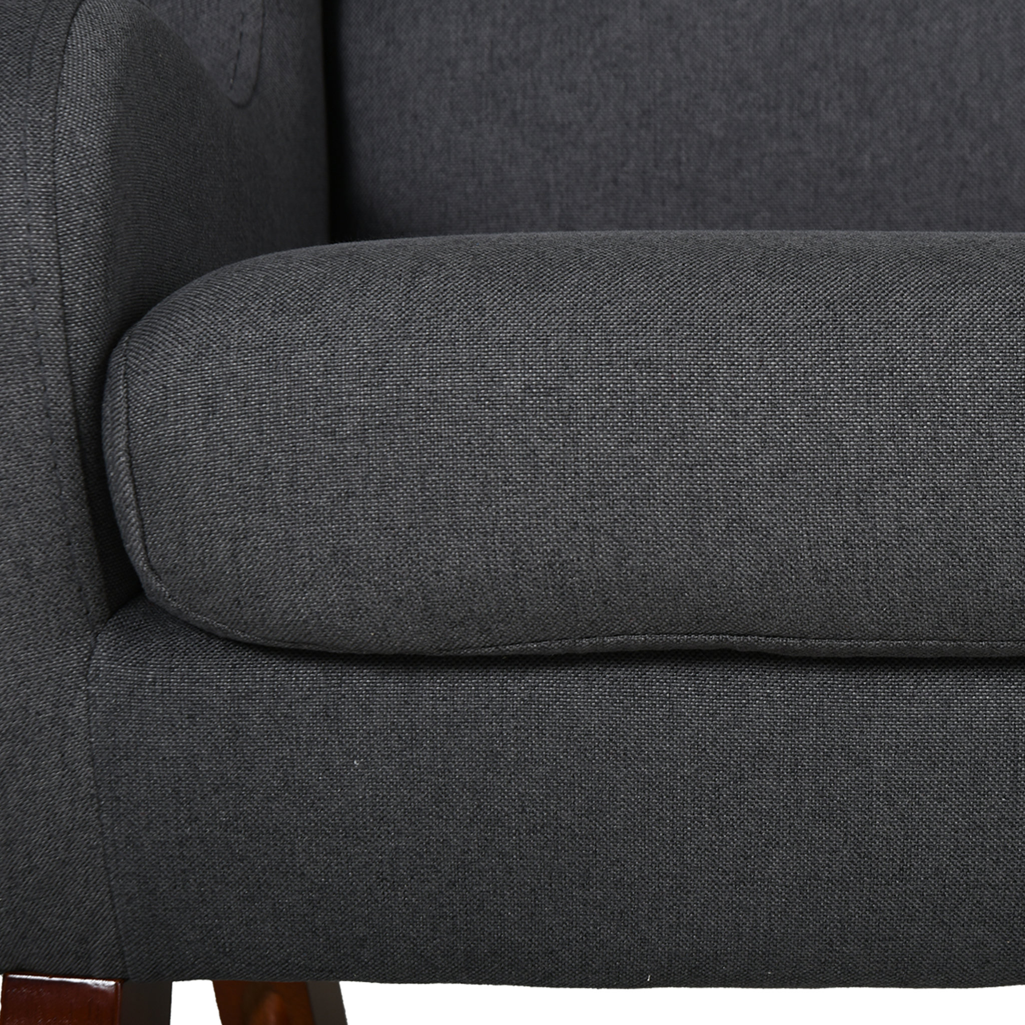 Voir la diapositive 4 : HOMCOM Fauteuil enfant oreilles grand confort accoudoirs assise dossier garnissage mousse haute densité piètement bois hévéa verni lin gris