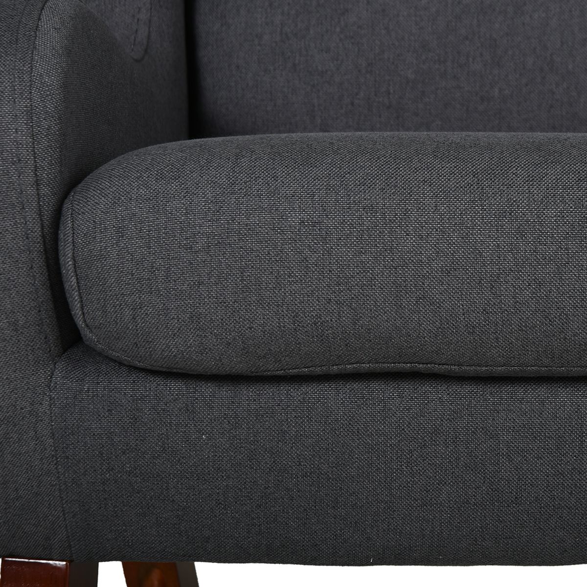 HOMCOM Fauteuil enfant oreilles grand confort accoudoirs assise dossier garnissage mousse haute densité piètement bois hévéa verni lin gris