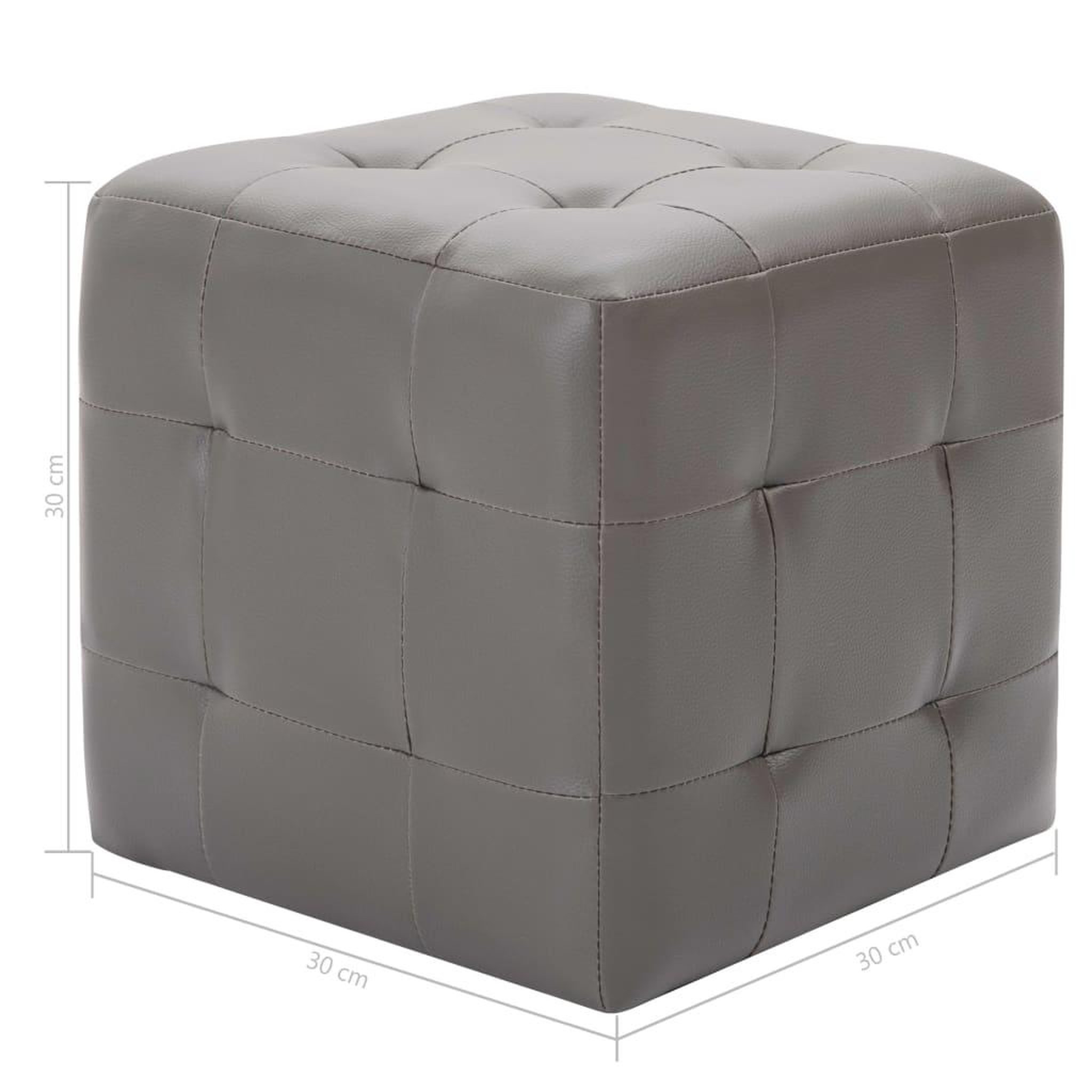 Voir la diapositive 6 : VIDAXL 2 pcs Tables de chevet Gris 30x30x30 cm Similicuir