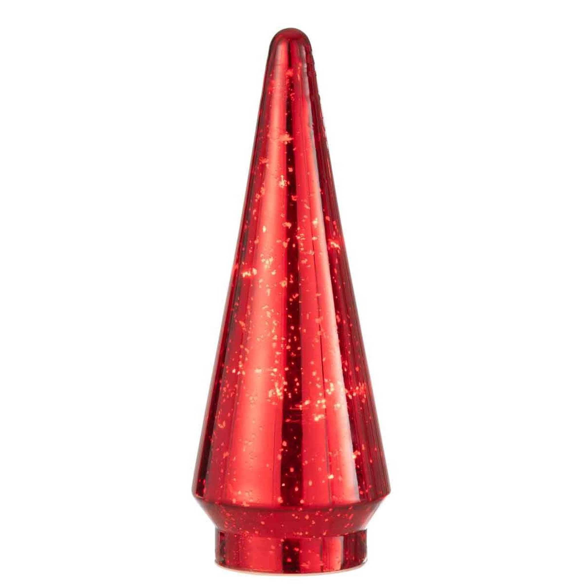 Voir la diapositive 2 : J-LINE Sapin de noël en verre  led  34cm rouge