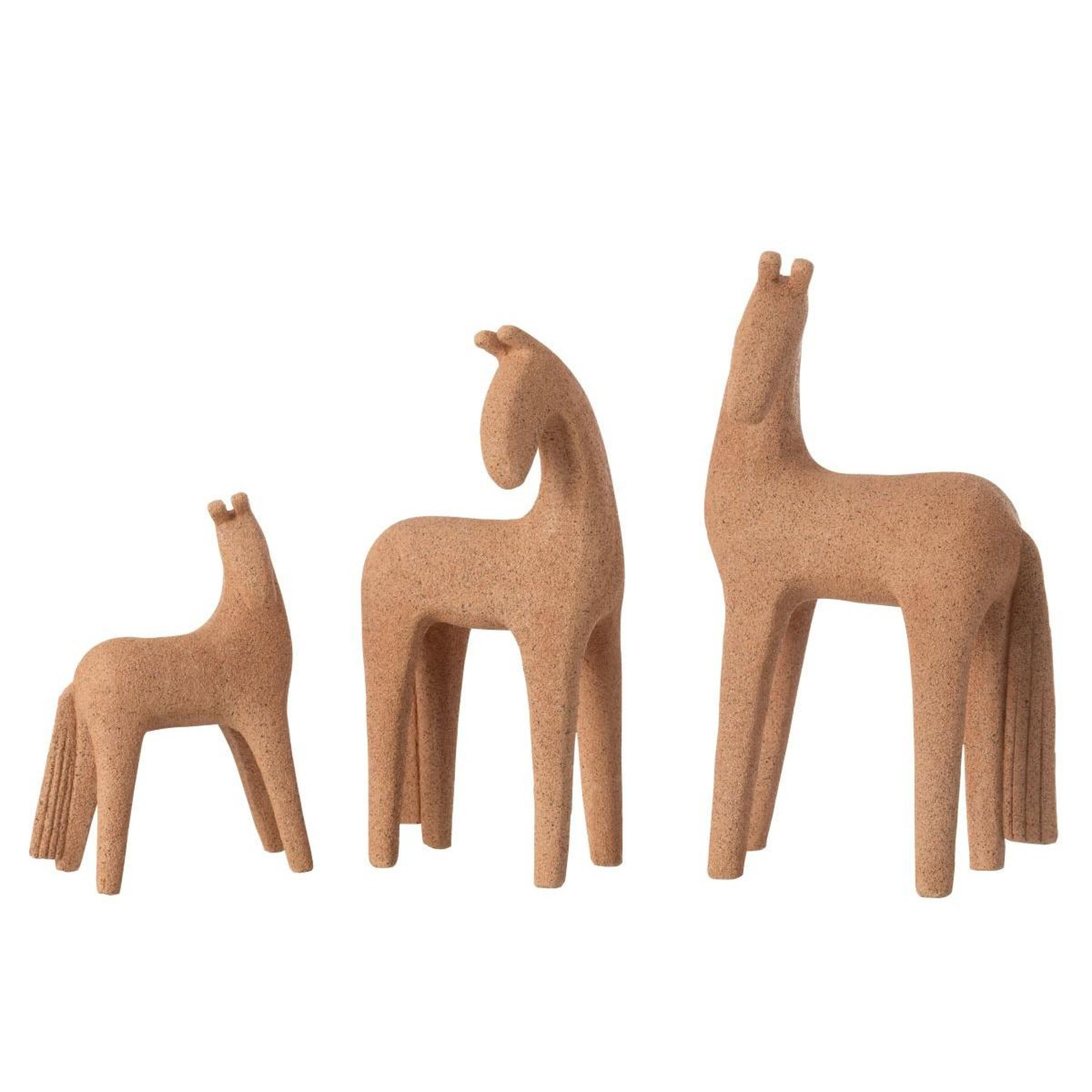 Voir la diapositive 2 : J-LINE Lot de 3 statuettes chevaux  morris  31cm terracotta