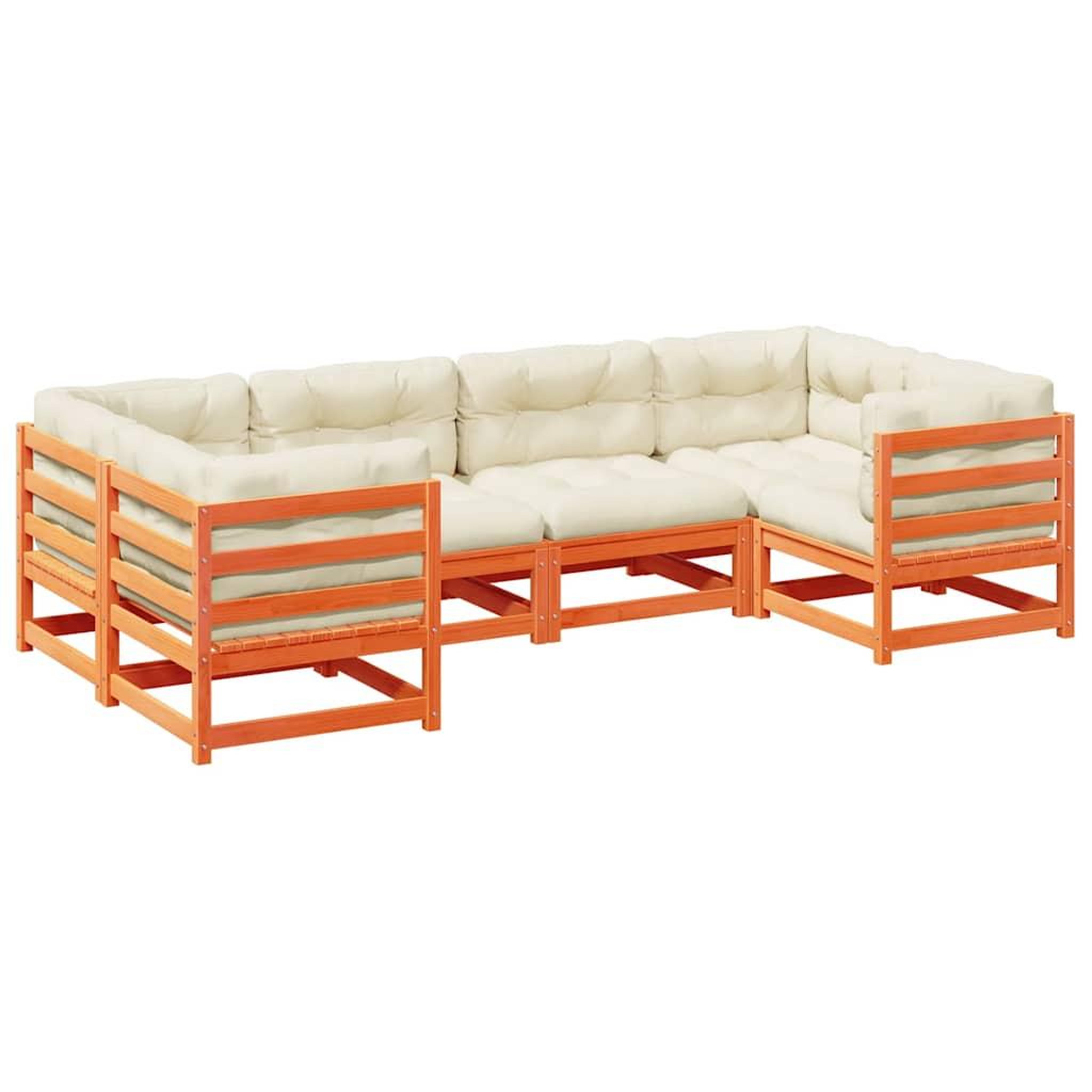 Voir la diapositive 2 : VIDAXL Salon de jardin 6 pcs avec coussins cire marron bois pin massif