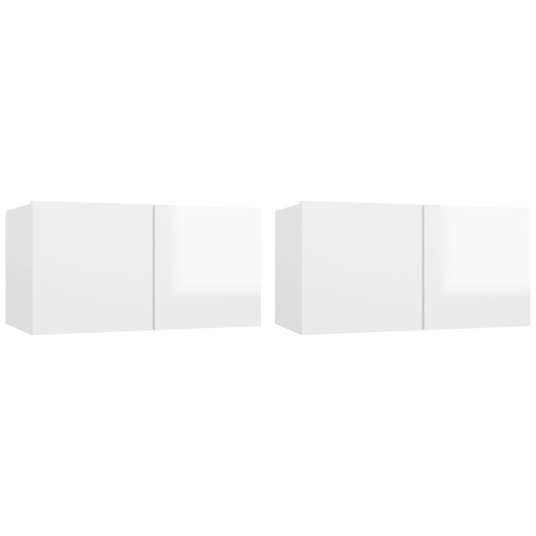 Voir la diapositive 2 : VIDAXL Meubles TV suspendus 2 pcs Blanc brillant 60x30x30 cm