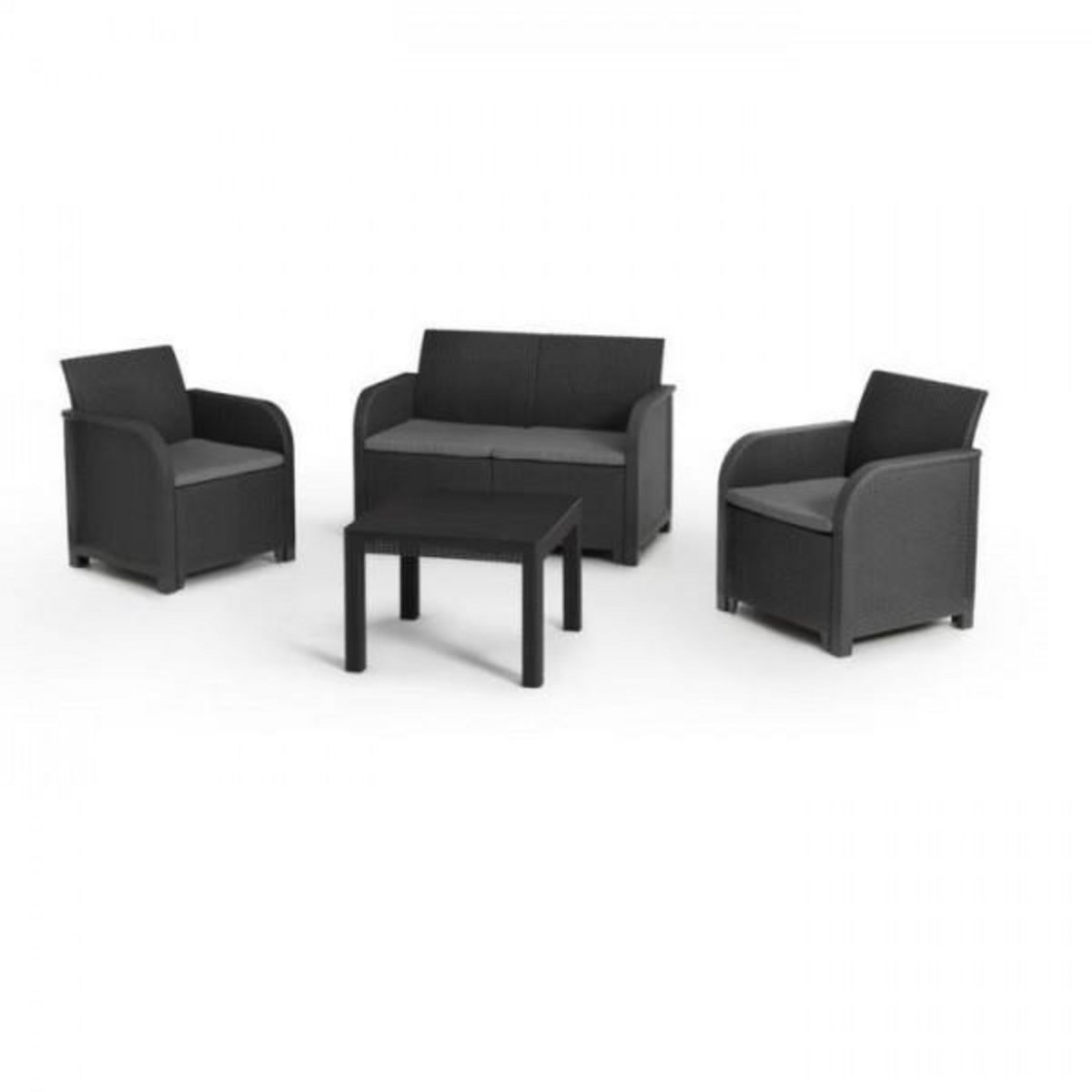 ALLIBERT by KETER Salon de jardin en résine – Allibert by KETER - 4 personnes – SAN REMO – Gris graphite